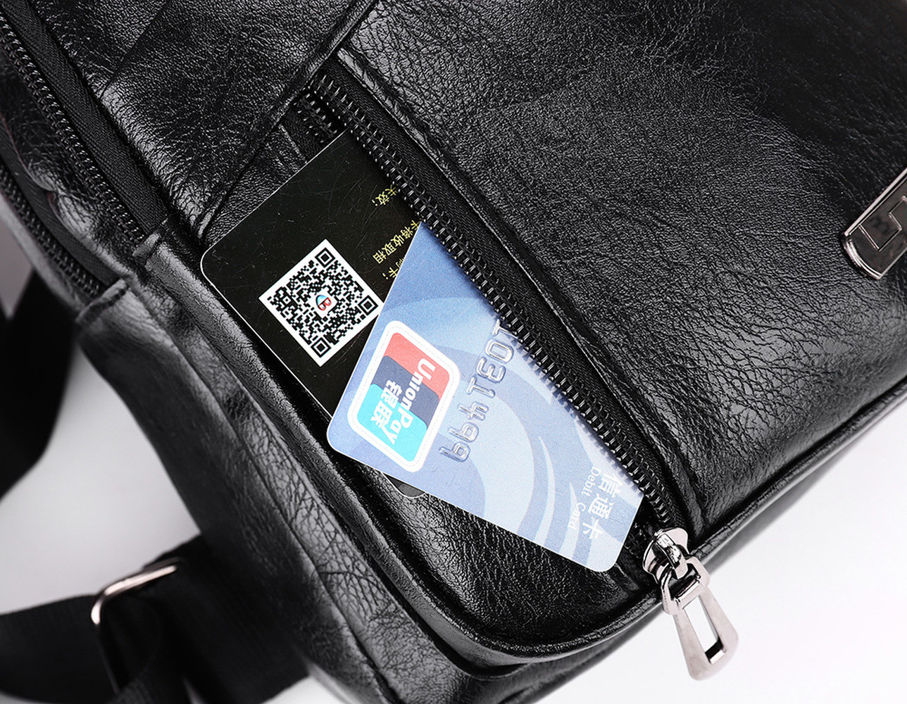 Men Crossbody Bag PU Leather Chest Bag Travel Leisure Bag Mobile Phone Bag Gift