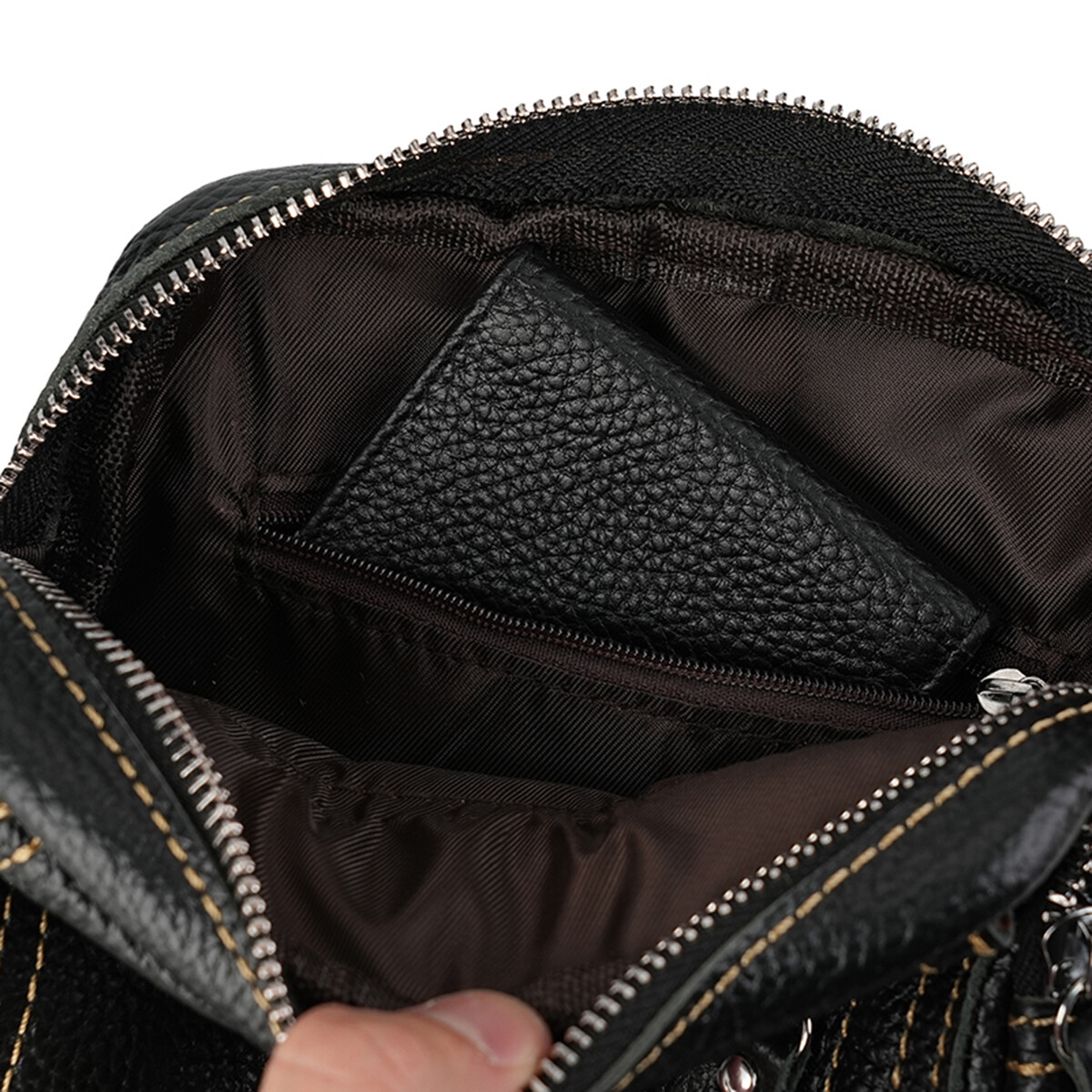 Mens Real Leather Crossbody Bags Shoulder Bag Phone Card Holder Handbags Wallet