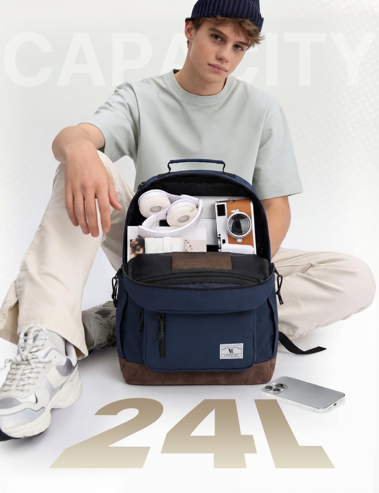 Lightweight 17in Backpack Men Women Multiple Pockets Water Resistant Laptop