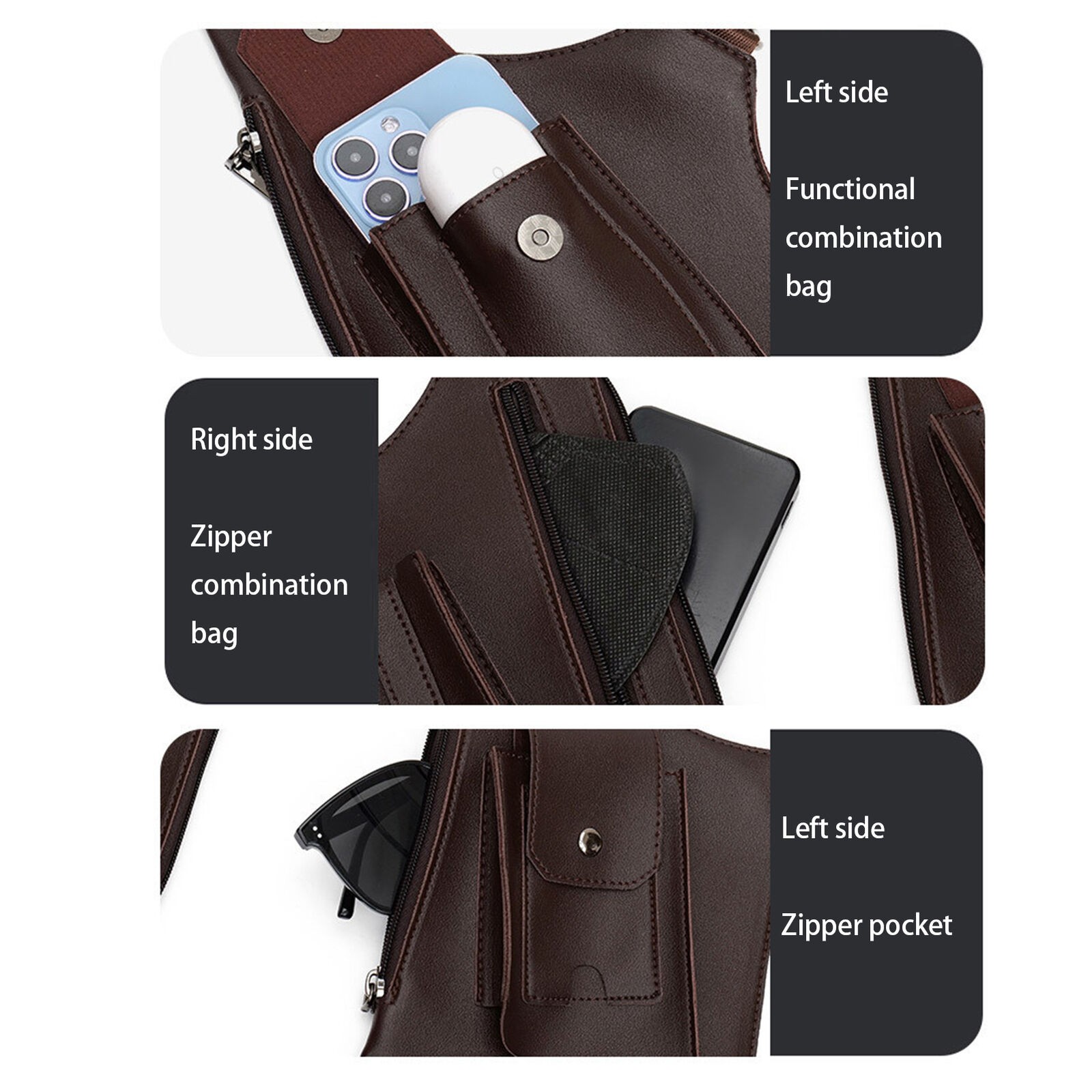 Adjustable Anti-Theft Underarm Shoulder Bag PU Leather Wallet Holster Bag