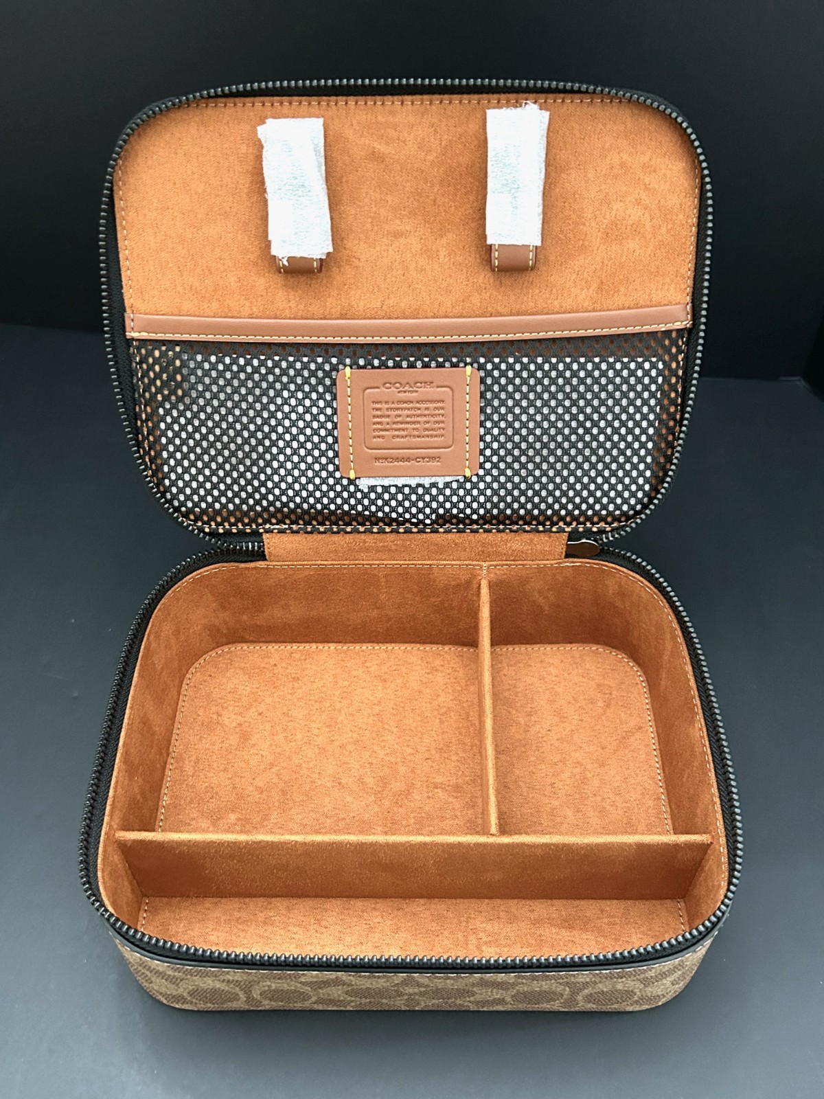 New Coach Tech Organizer Colorblock Signature Canvas Khaki Black Zip Around