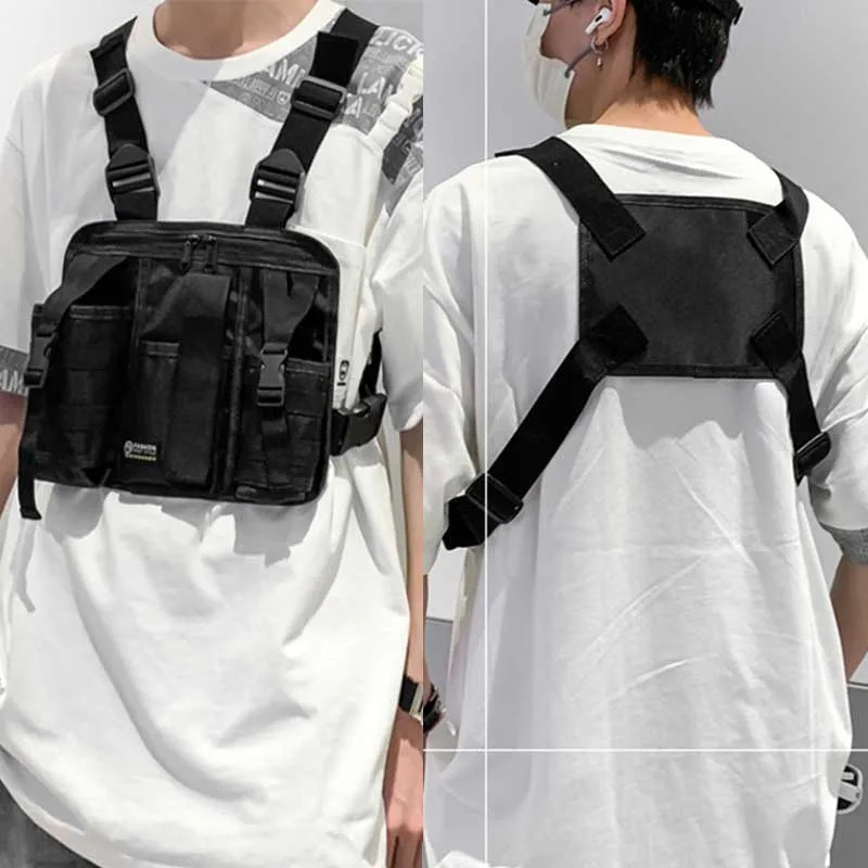 1pcs/set Men’s High-Density Nylon Tactical Vest Bag with Multiple Compartments C