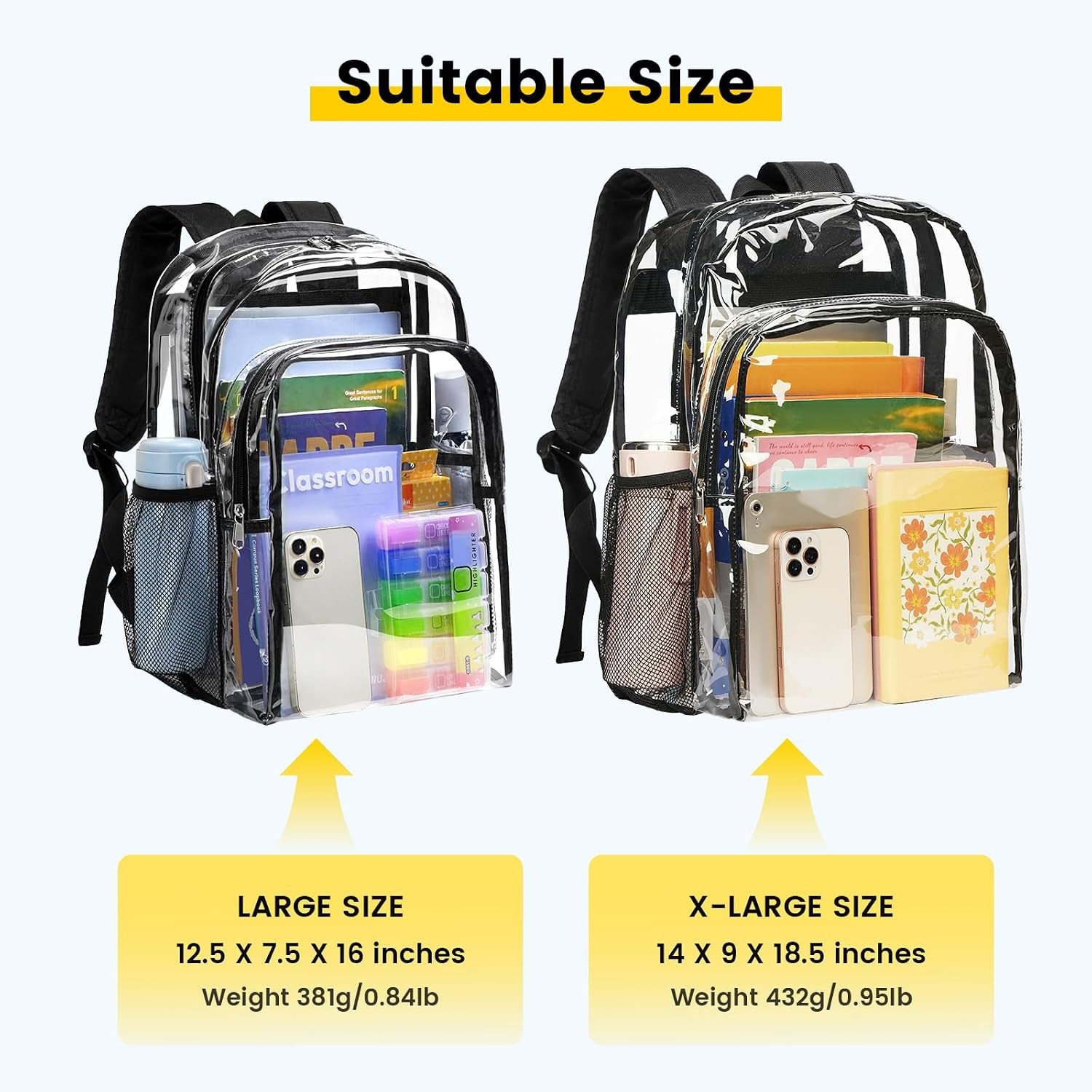 Vorspack Clear Backpack Heavy Duty – Transparent See Through Backpacks Extra Lar