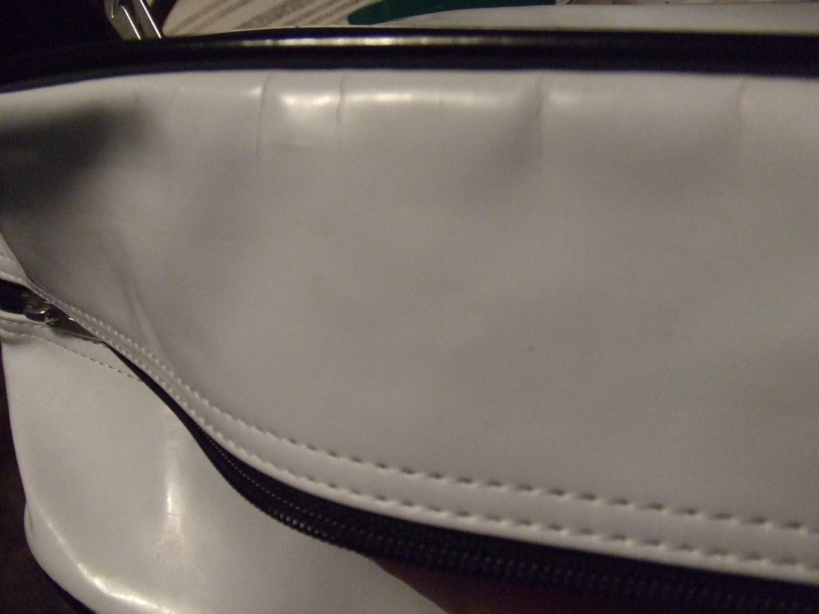 Vintage 90s Nike Patent Leather Messenger Bag Side Body White Black Swoosh Sport
