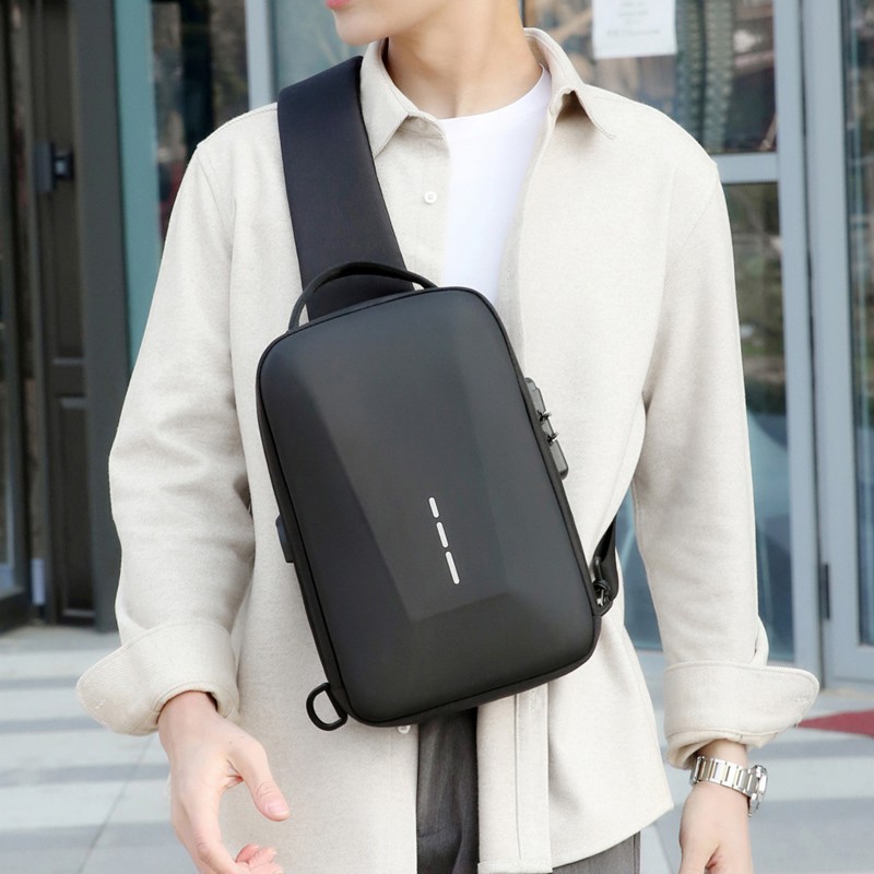 Anti-theft Combination Lock Chest Packs With USB Charging Port Fashion Business
