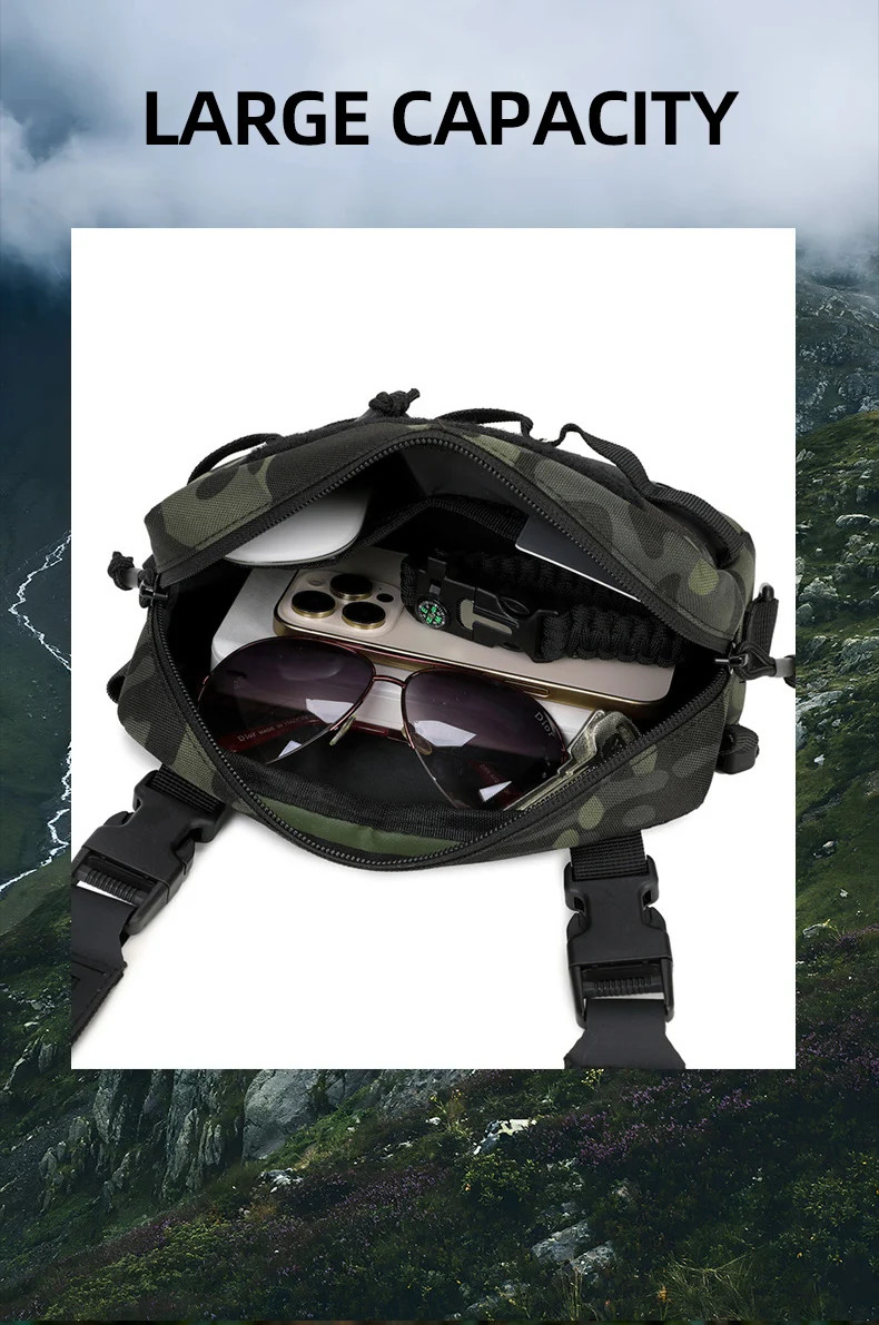 Tactical Men’s Chest Bag Fishing Vest Backpack Travel Molle Nylon Camping Climbi