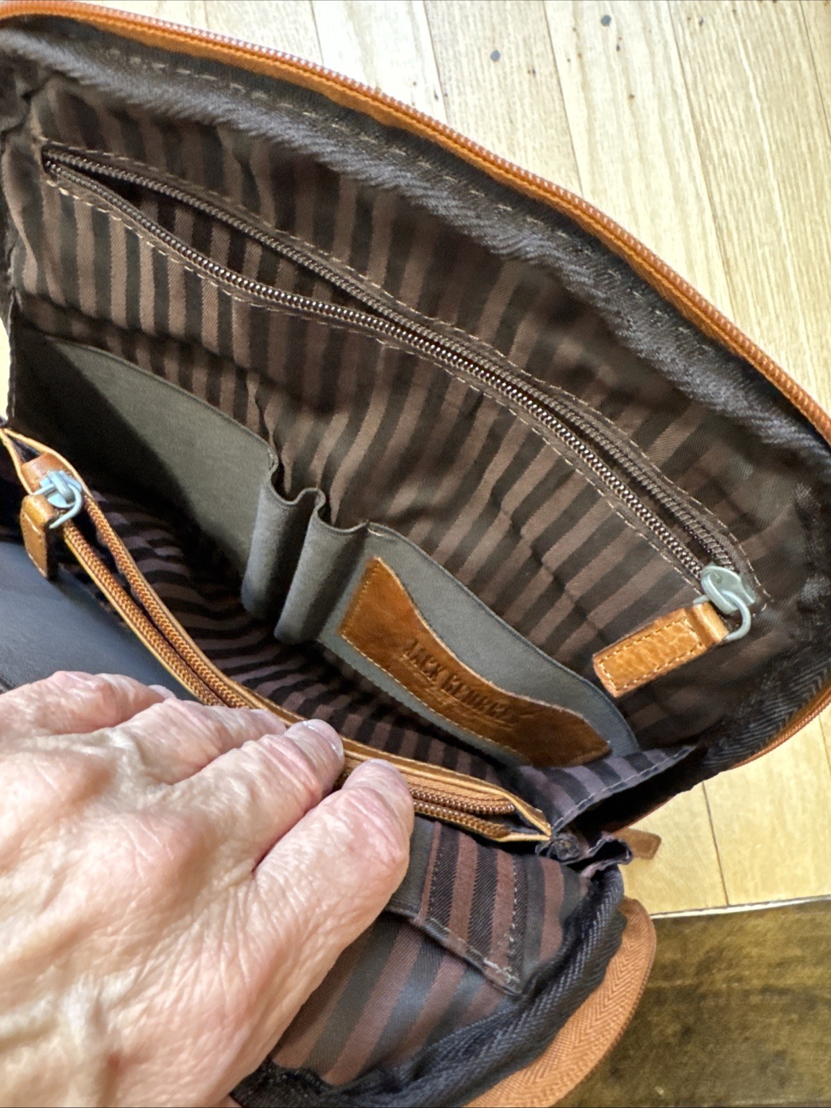 Jack Georges Backpack Mens Small Brown Leather Business Organizer Daypack