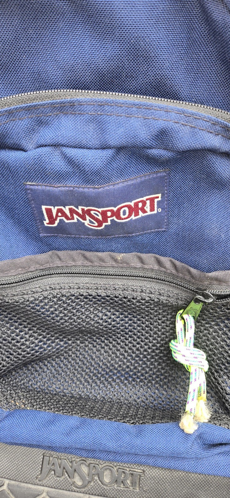 Vintage Y2K JANSPORT Backpack Thick Rubber Tire Bottom Bookbag Navy Blue CLEAN!