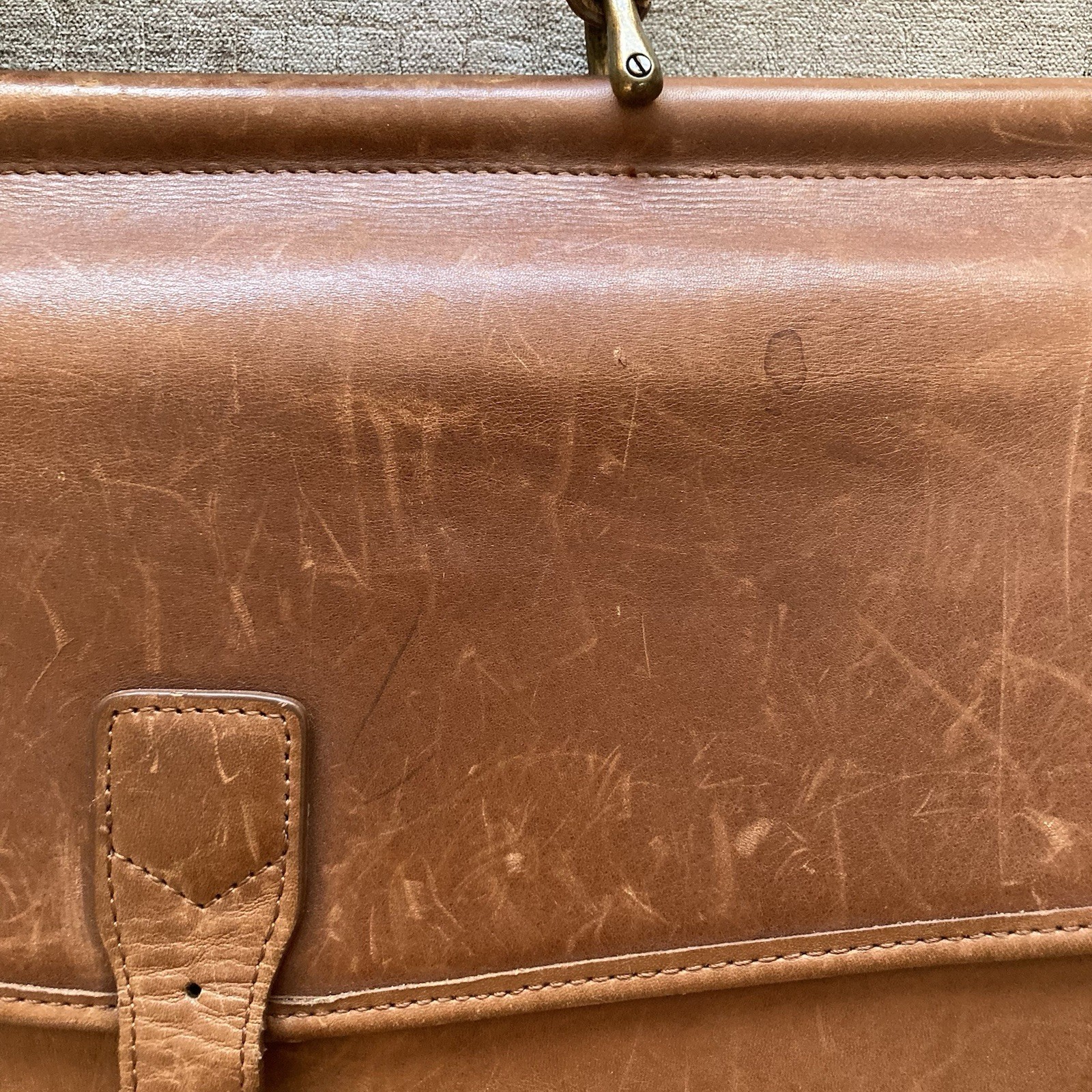 Vtg LL Bean Brown Leather Briefcase Attaché Organizer 17” x 12.5” Business Folio