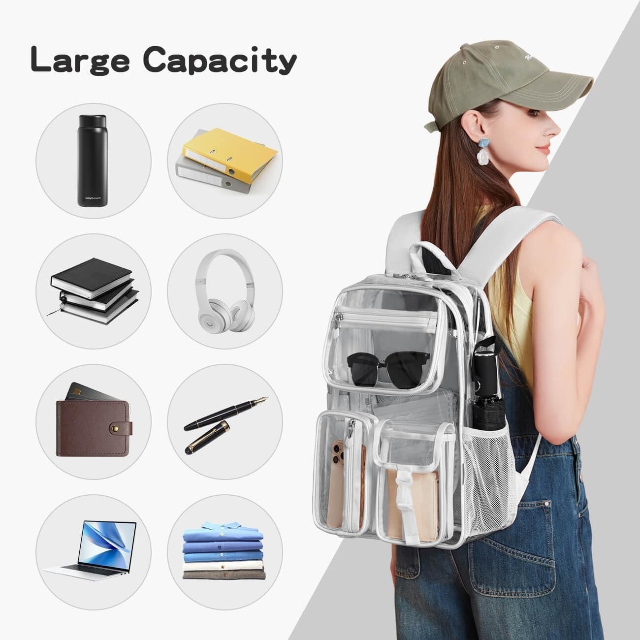 Heavy Duty Clear Backpack Clear Bookbag,Stadium Backpack 16 X11 X5Inch TPU Large