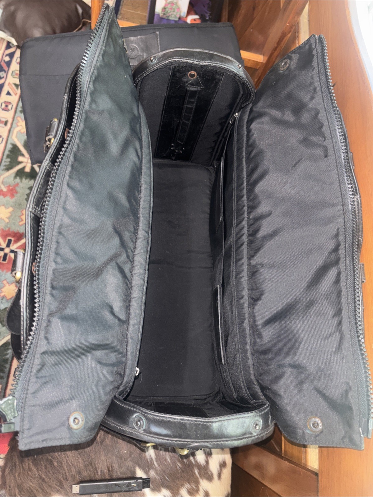 Glaser Designs Black Leather Litigation Briefcase Bag w/Strap & Insert 19” EC!