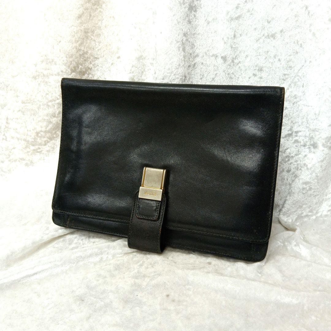 Authentic Bally Black Leather Clutch Bag Vintage 18cm x 25cm x 4cmOptimized eB