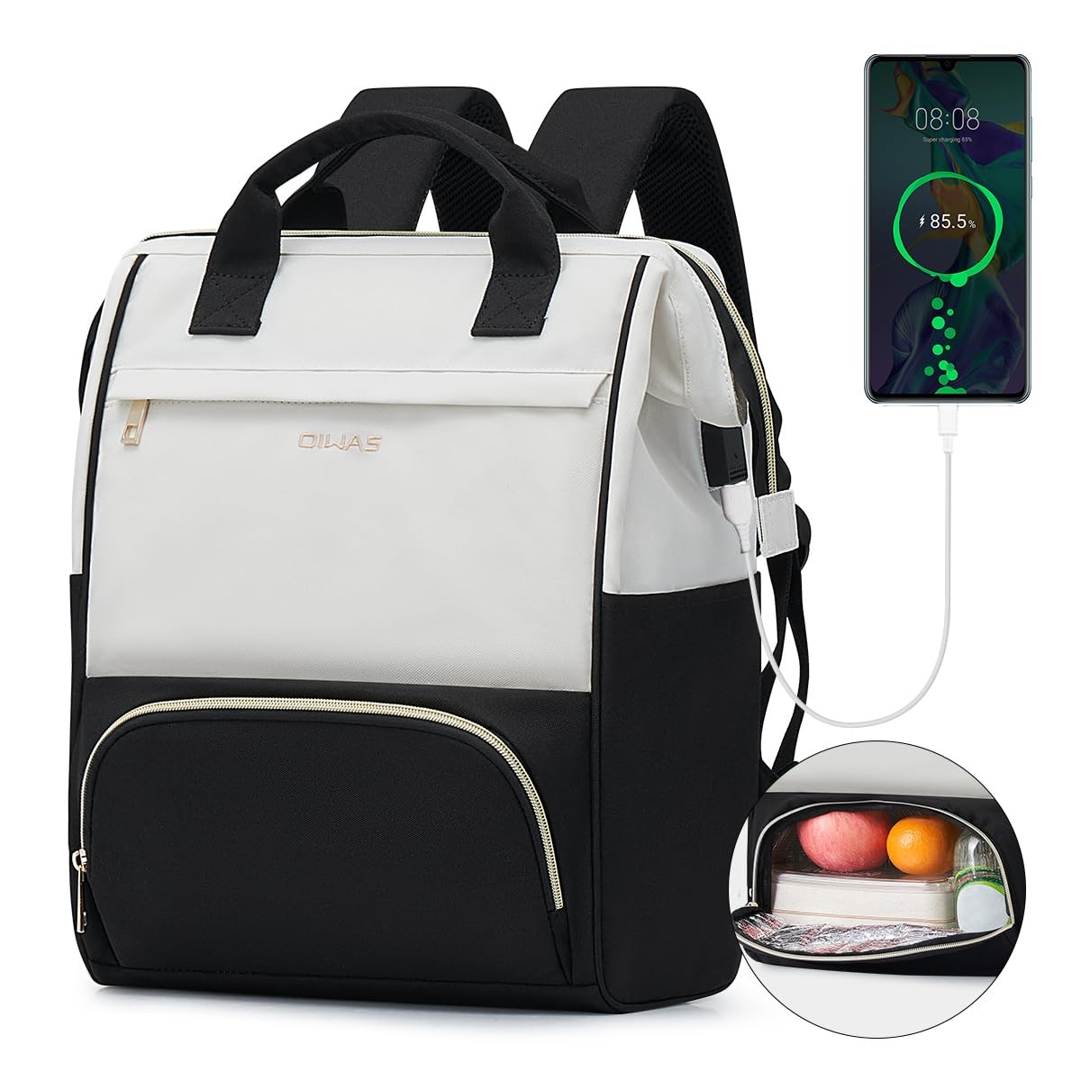 OIWAS Lunch Backpack for Women and Men, 15.6 inch Laptop Backpack with Insula…