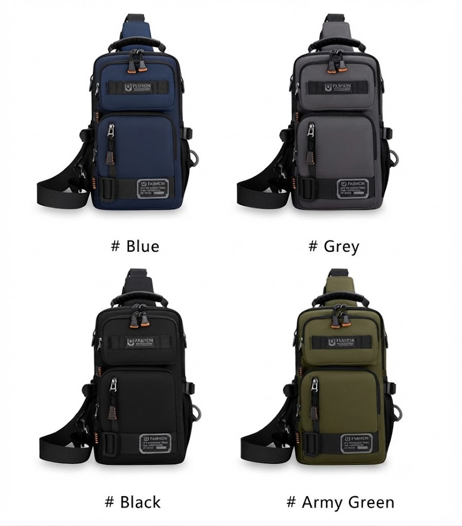 Men’s Oxford Crossbody Sling Chest Bag – Casual Travel Handbag Waist Pack