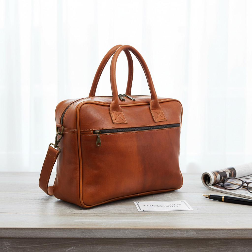 Sacoche Ordinateur 15″ Cuir Véritable Marron