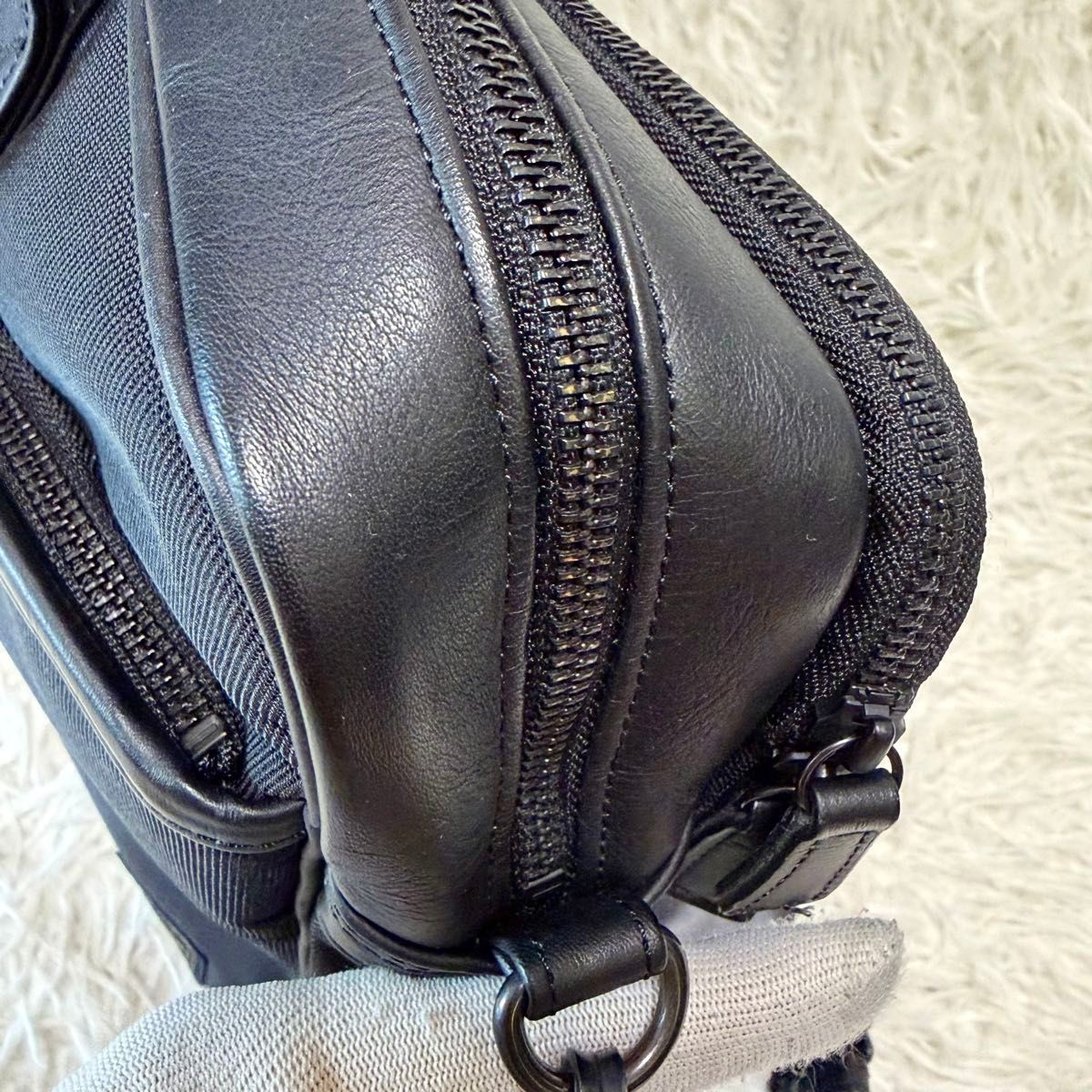 Authentic YOSHIDA KABAN PORTER TAG 2-Way Briefcase Black Leather 30cm x 42cm x 1