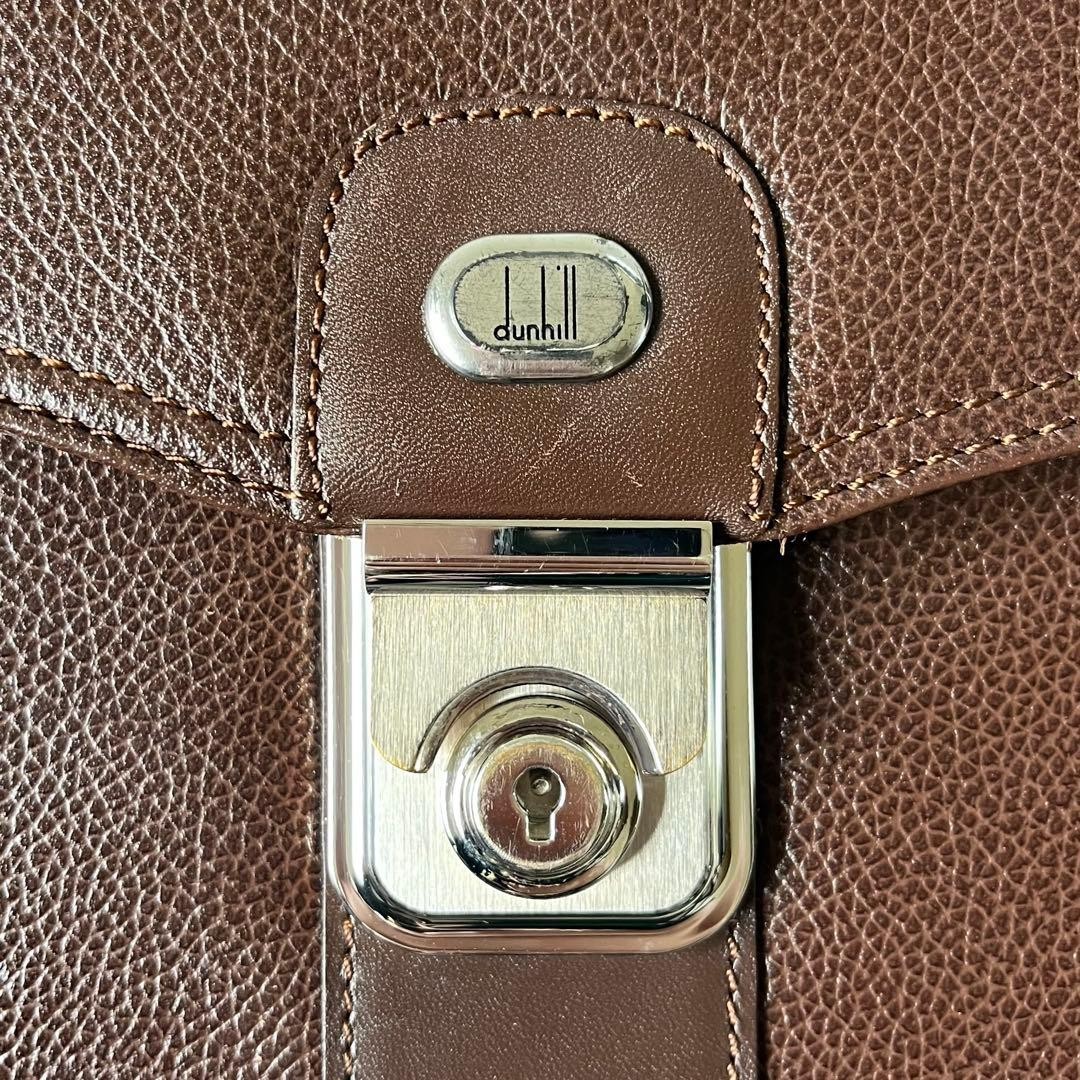 Dunhill Flap Clutch Bag Second Bag Brown Leather Key & Lock Closure Men’s