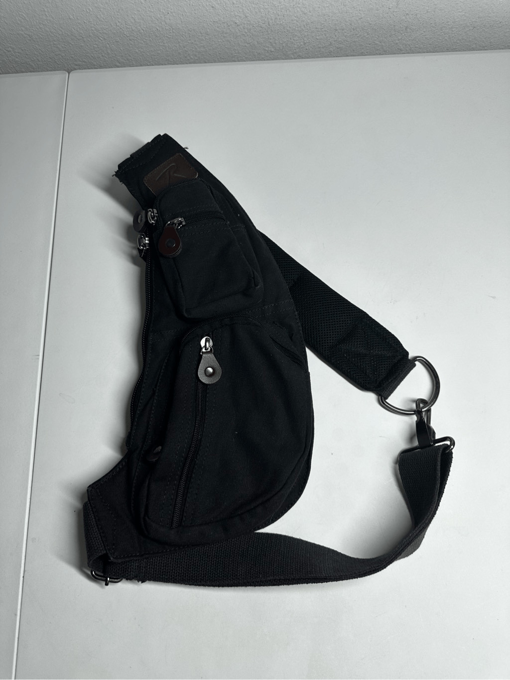 Urban Outfitters Rotcho Canvas Crossbody Bag Black Solid Cotton