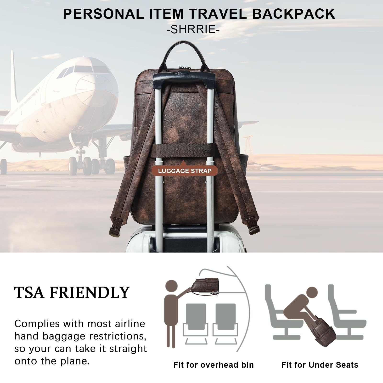 Leather 17 inch Laptop Backpack for Women, Large Travel Backpack Purse for Ca