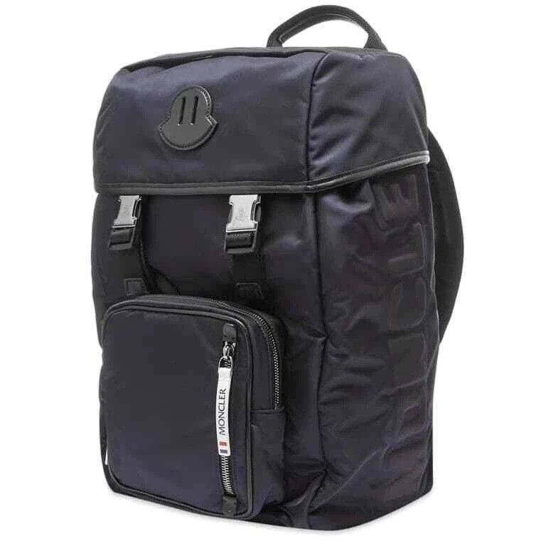 RARE! Moncler Chute Patch Logo Backpack Navy Blue Pristine Condition + Dust Bag