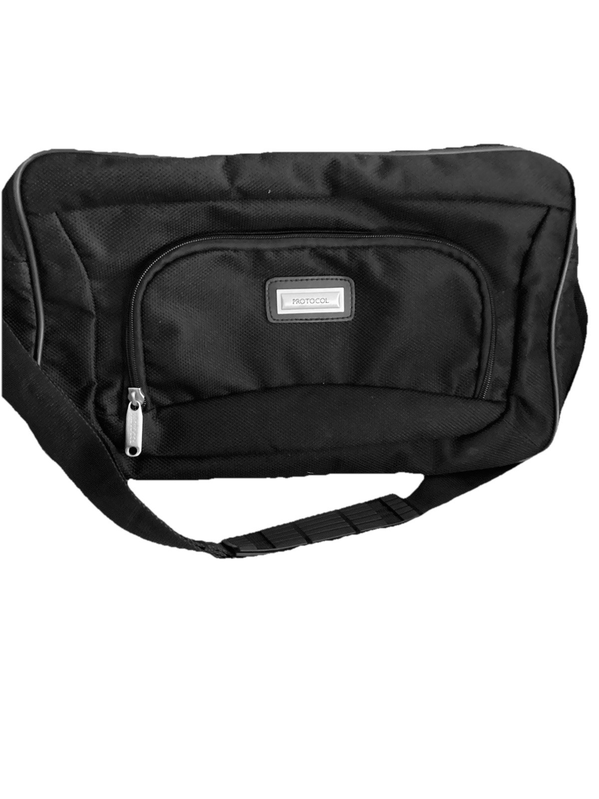 Protocol Travel Bag Black Canvas Padded Shoulder Strap Zippered Pocket