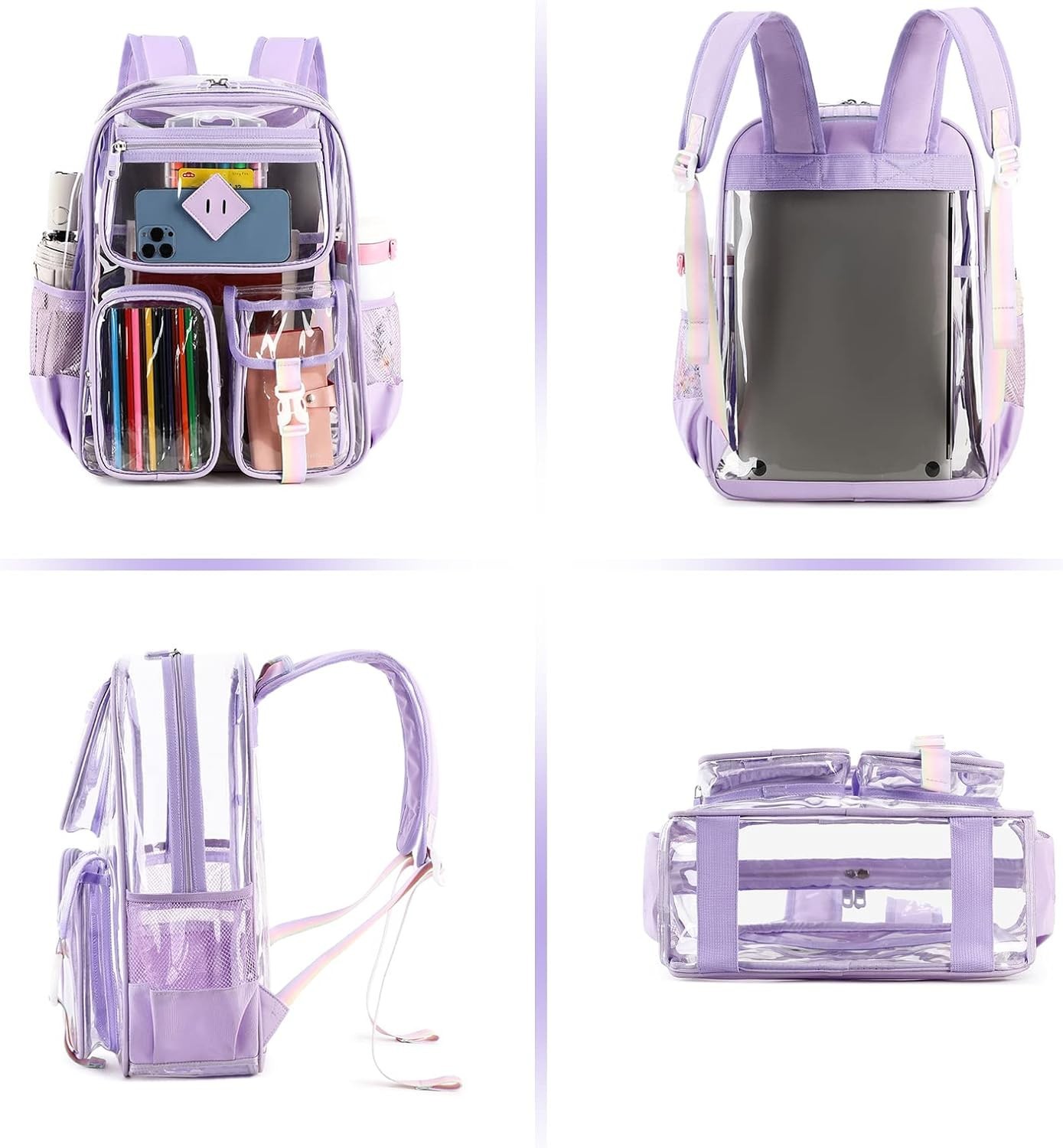 Vibrant See-Through Backpack with Reinforced Stitching – Ideal for All Occasions
