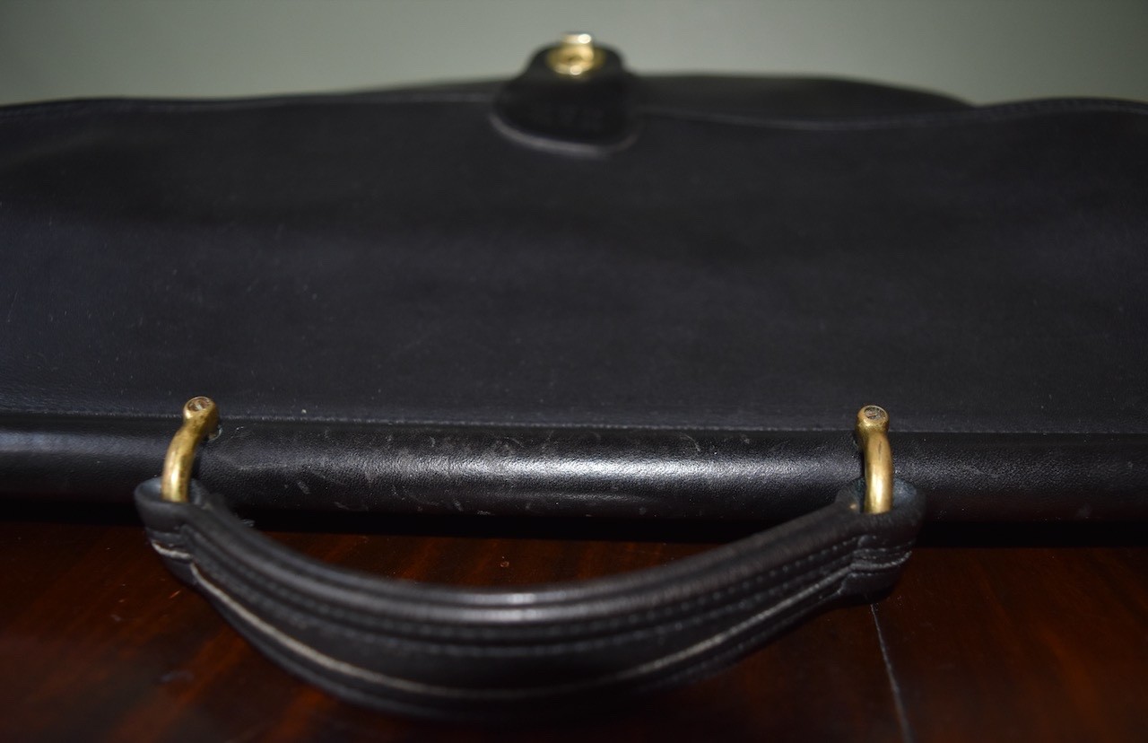 VTG Coach Beekman Brief Bag Briefcase Laptop Bag Black Leather Strap 5266 USA