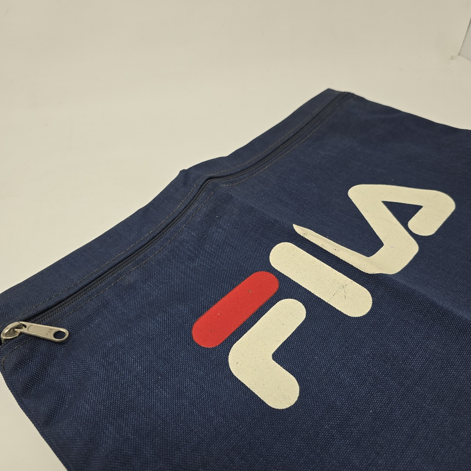 Fila Sport Navy Blue Double Sided Logo Zipper Pouch 16×10 Loop