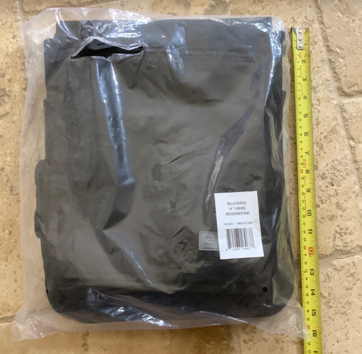 Bella Russo Messenger Travel Bag 14″ Black Canvas (New)