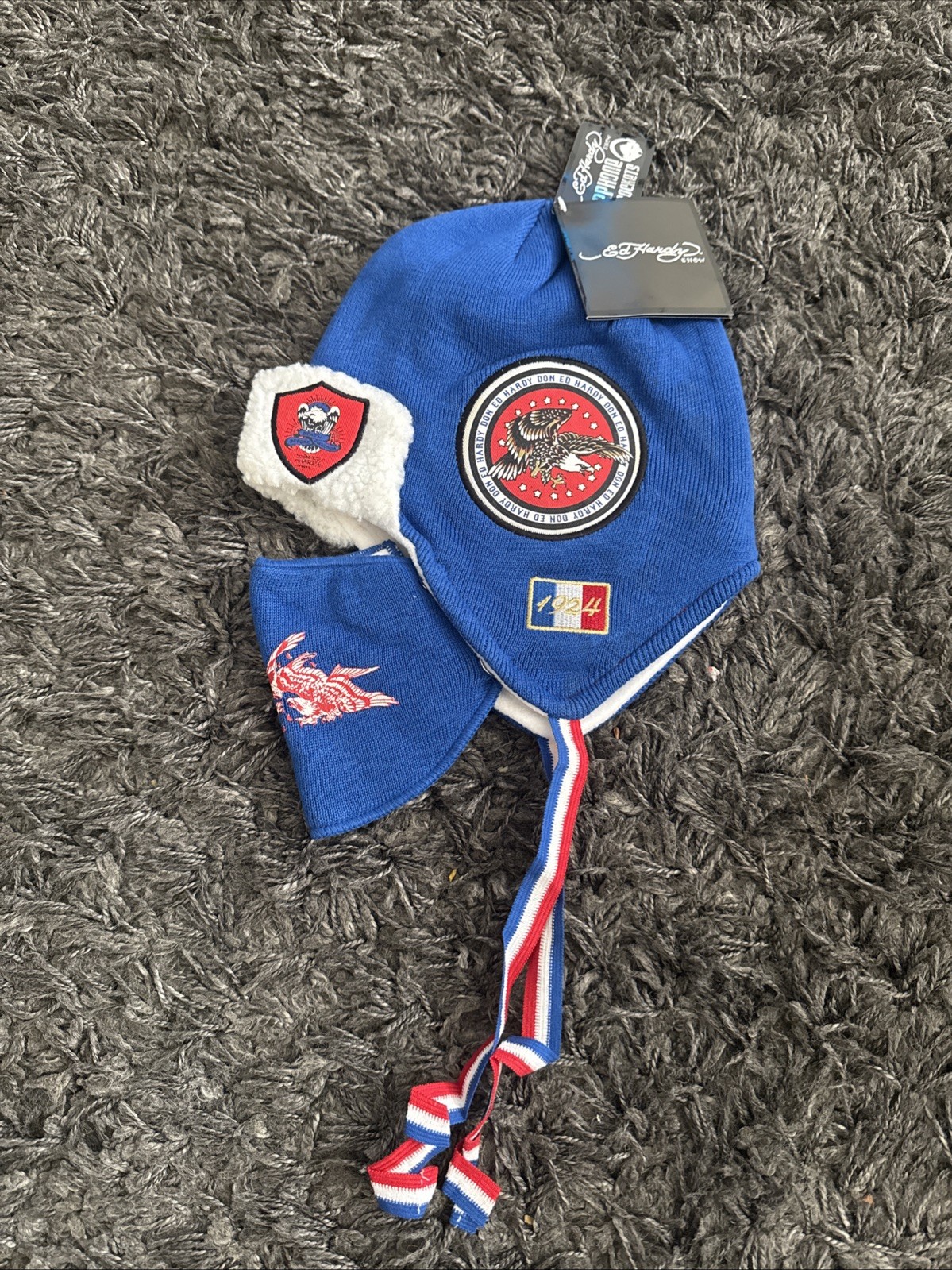 New with Tags Ed Hardy USA Ski Hat Cap & Removable Face Mask Beanie Skullies