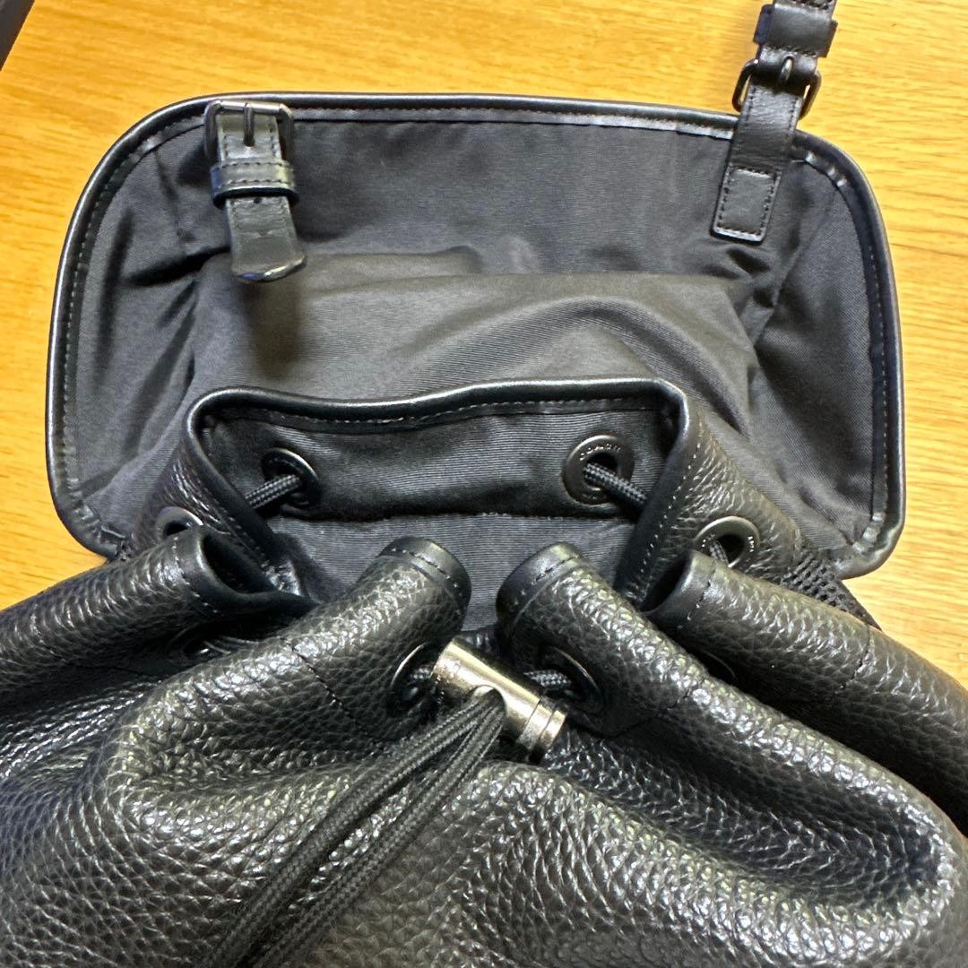 COACH Black Leather Backpack 25cm x 35cm x 14cm Storage Bag Included From Japan
