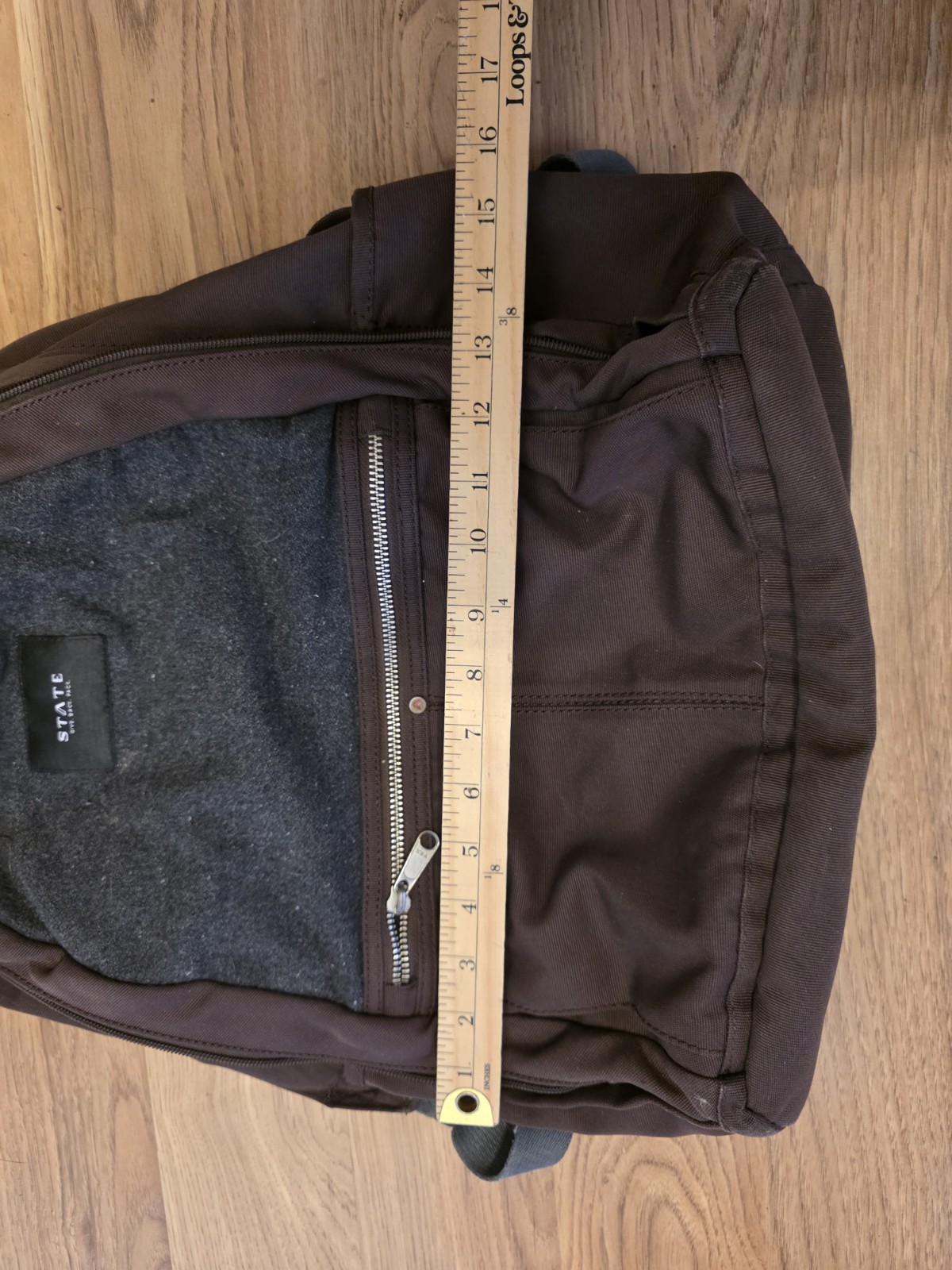 State Backback Evans Double Pocket Limited Edition Brown Gray Adult Size Laptop