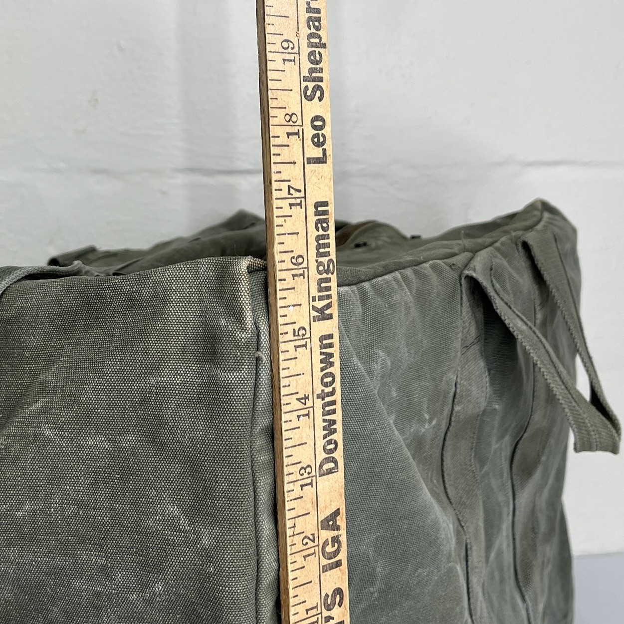 Vintage Heavy Canvas Cargo Bag Tactical Cotton Large Green 22.5” x 12” x 16”