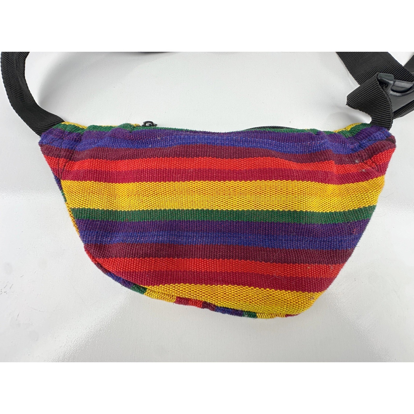 Multicolor Rainbow Striped Cotton Fanny Pack Waist Bag Boho Hippie Rasta Pack
