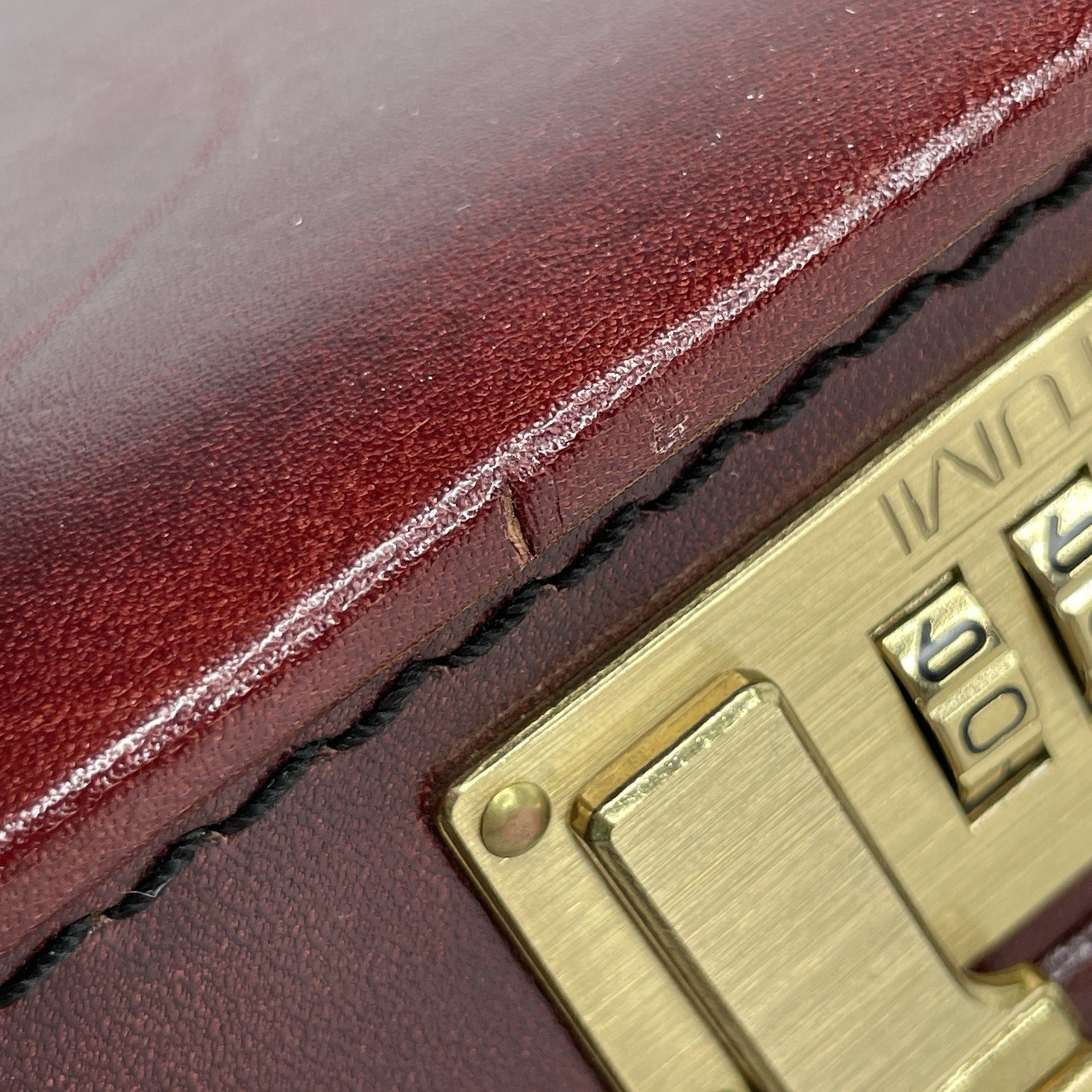 TUMI Burgundy Side Lock Attaché Leather Slim Hard Case Briefcase 2.75″, 1990s