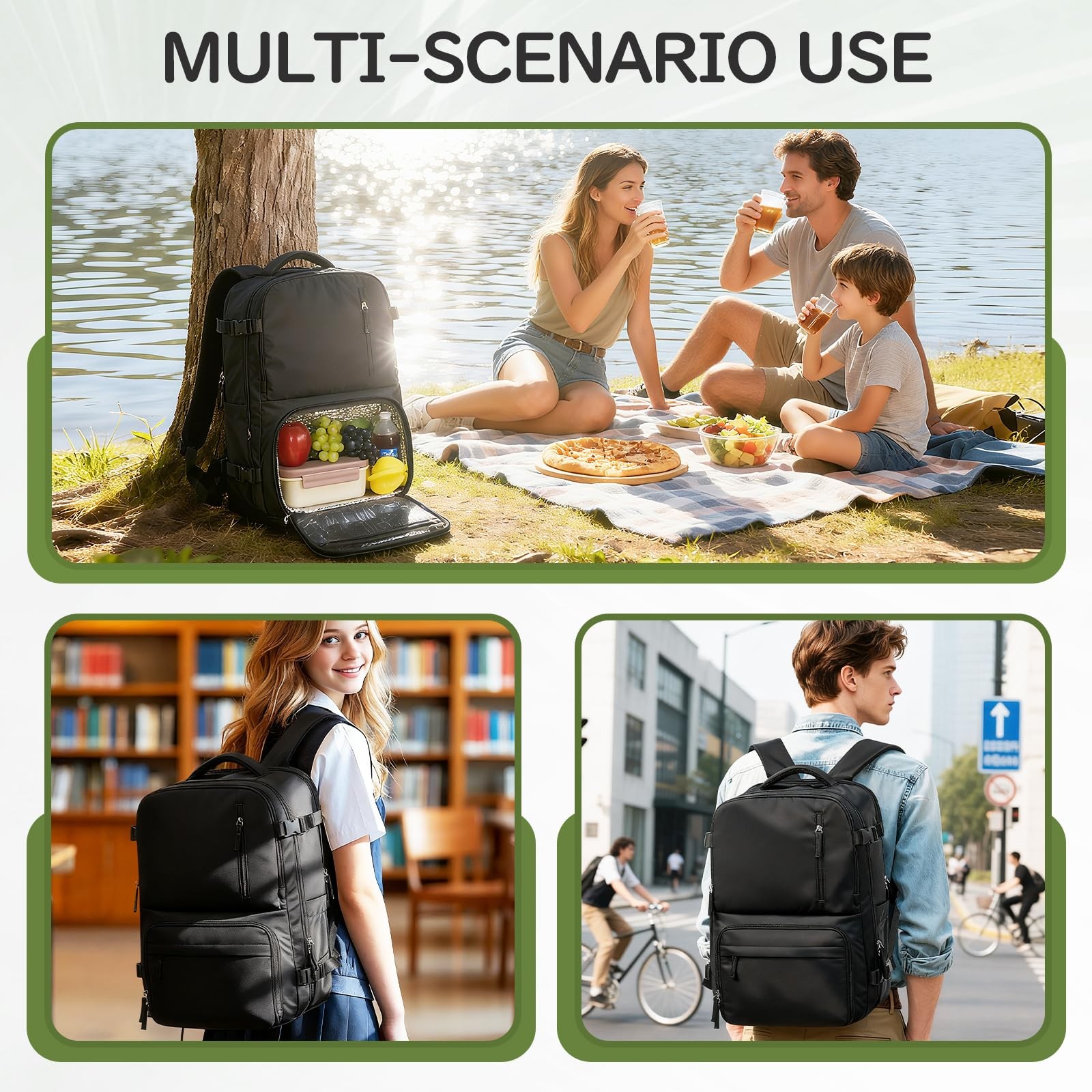 Lunch Backpack with Insulated Cooler Compartment 11.8×8.6×6.6in – Water