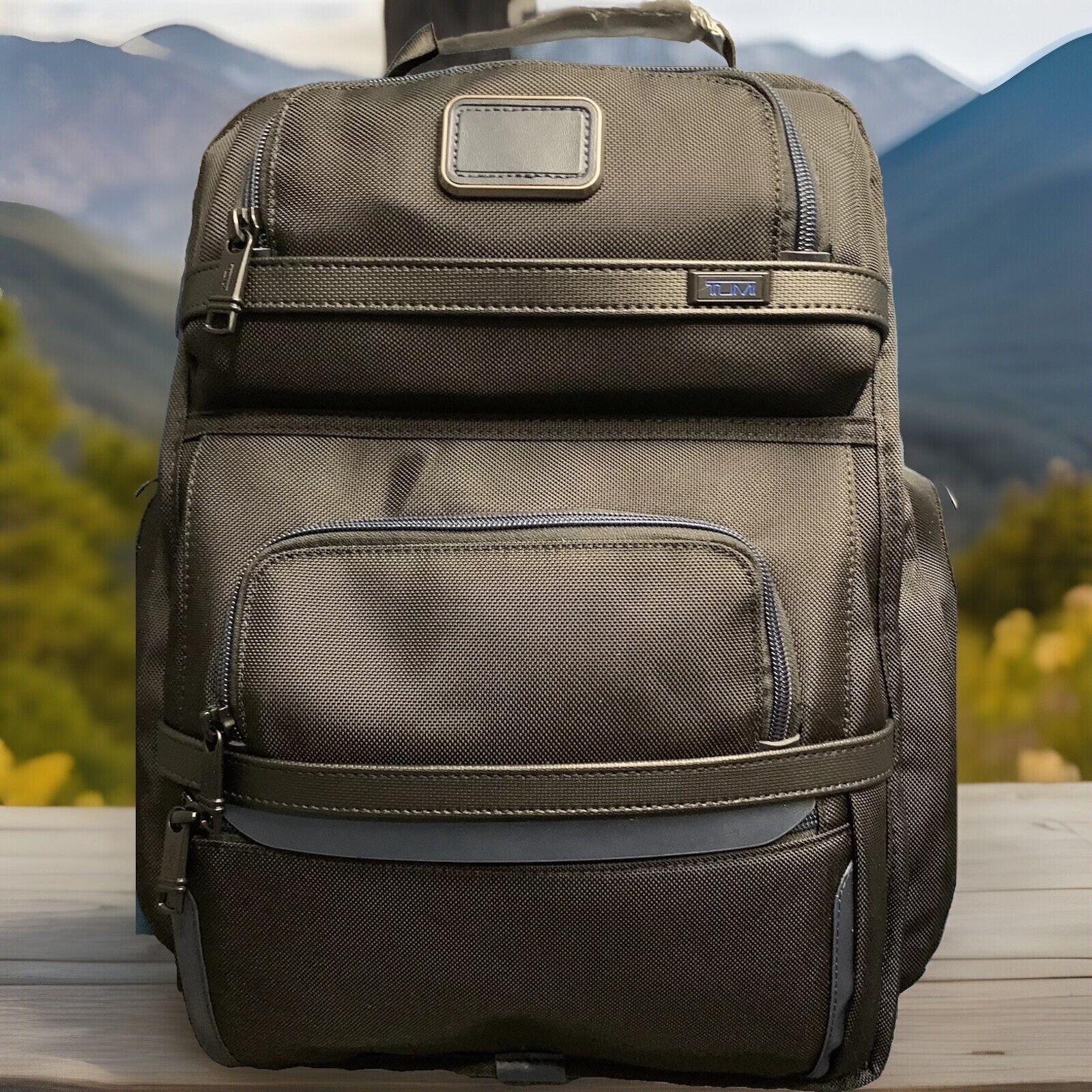 Tumi Alpha 3 Brief Laptop Backpack $625 NWOT Black with navy accent