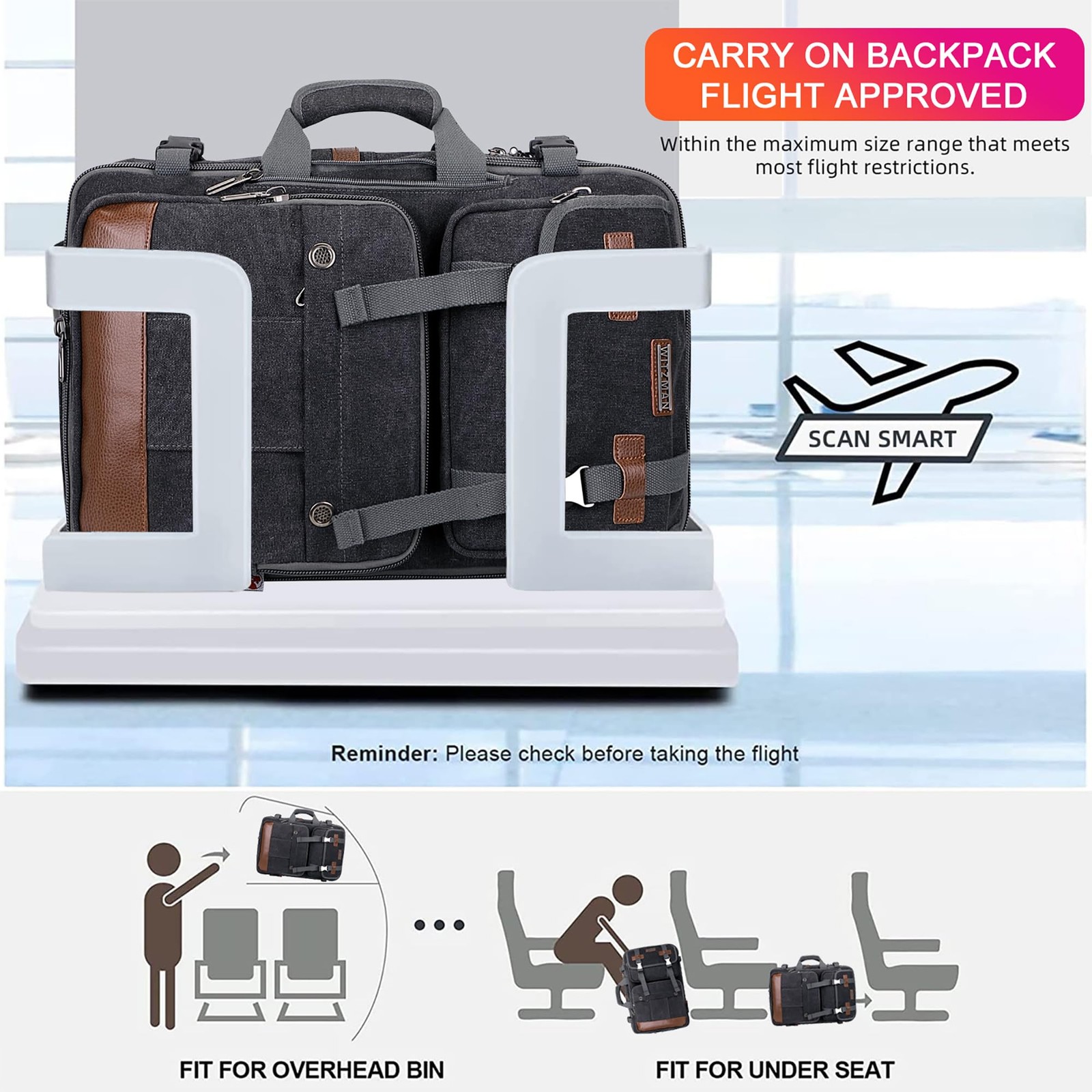 Canvas Travel Backpack for Men Large Laptop Backpack Fit 16 inch Carry-on Air…