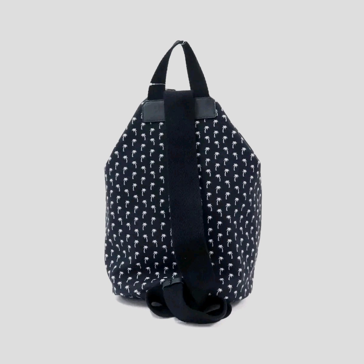 (NO CUSTOMS TAX) SAINT LAURENT City Sailor black canvas palm tree print backpack