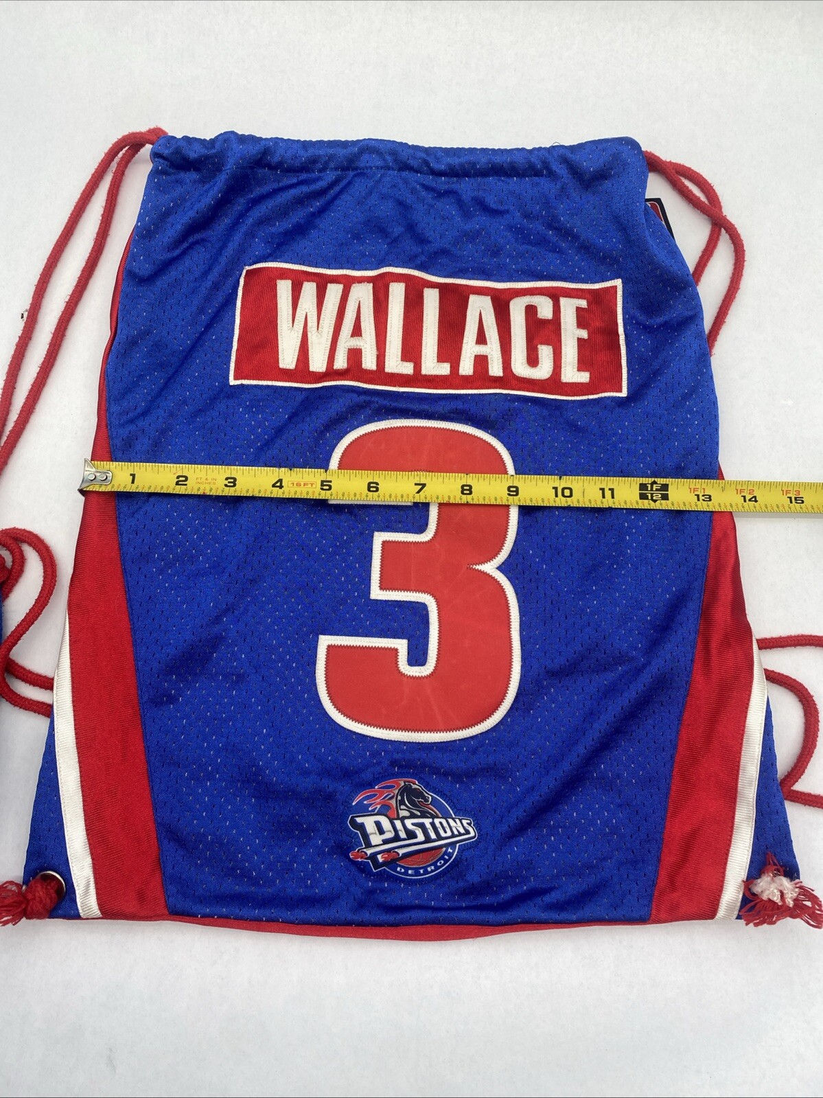 (2) WALLACE Drawstring Cinch Sacks Backpack School Tote Gym Bags Red White Blue