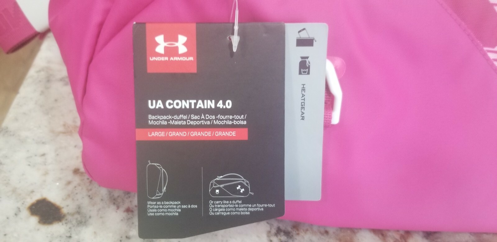 Girls Under Armour UAA UA Contain 4.0 Backpack Duffle Bag Pink