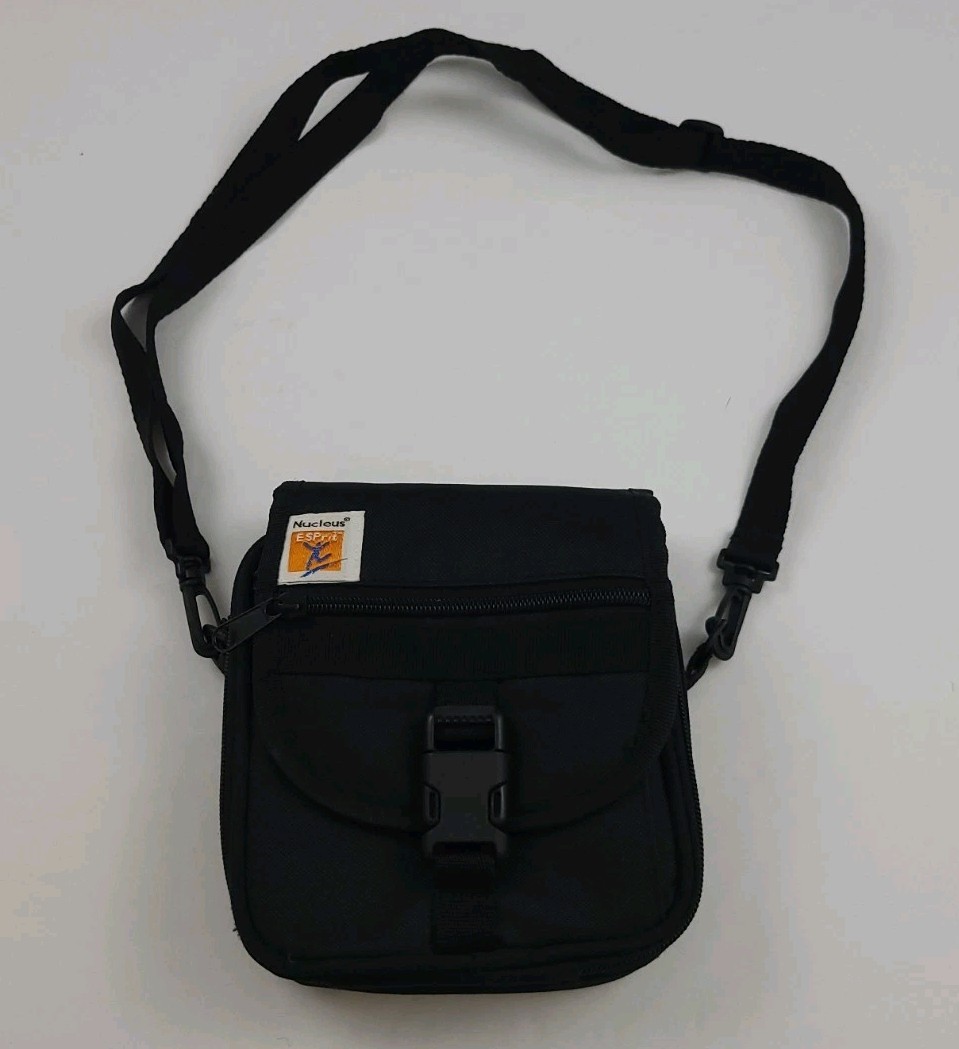 Vintage Esprit Nucleus Black Multi Pocket Shoulder Bag Tech Travel Sport 90s USA
