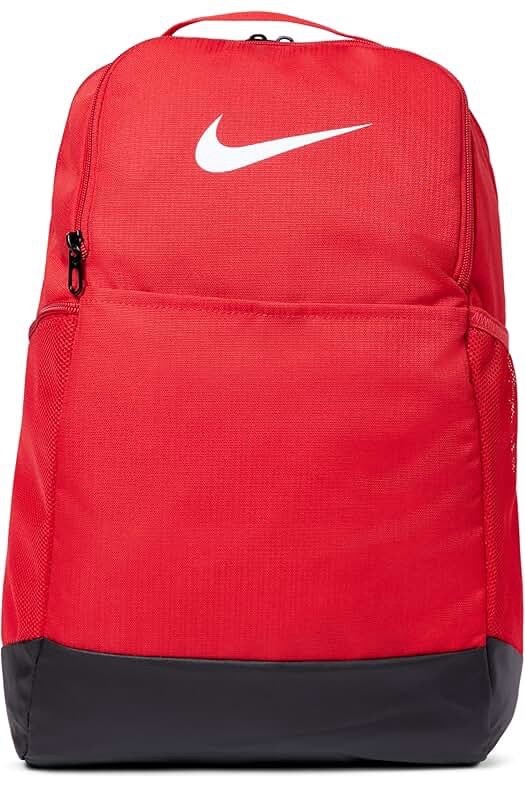 Nike Unisex Red/Black Backpack White Swoosh Zip Adjustable Strap Outer Pockets