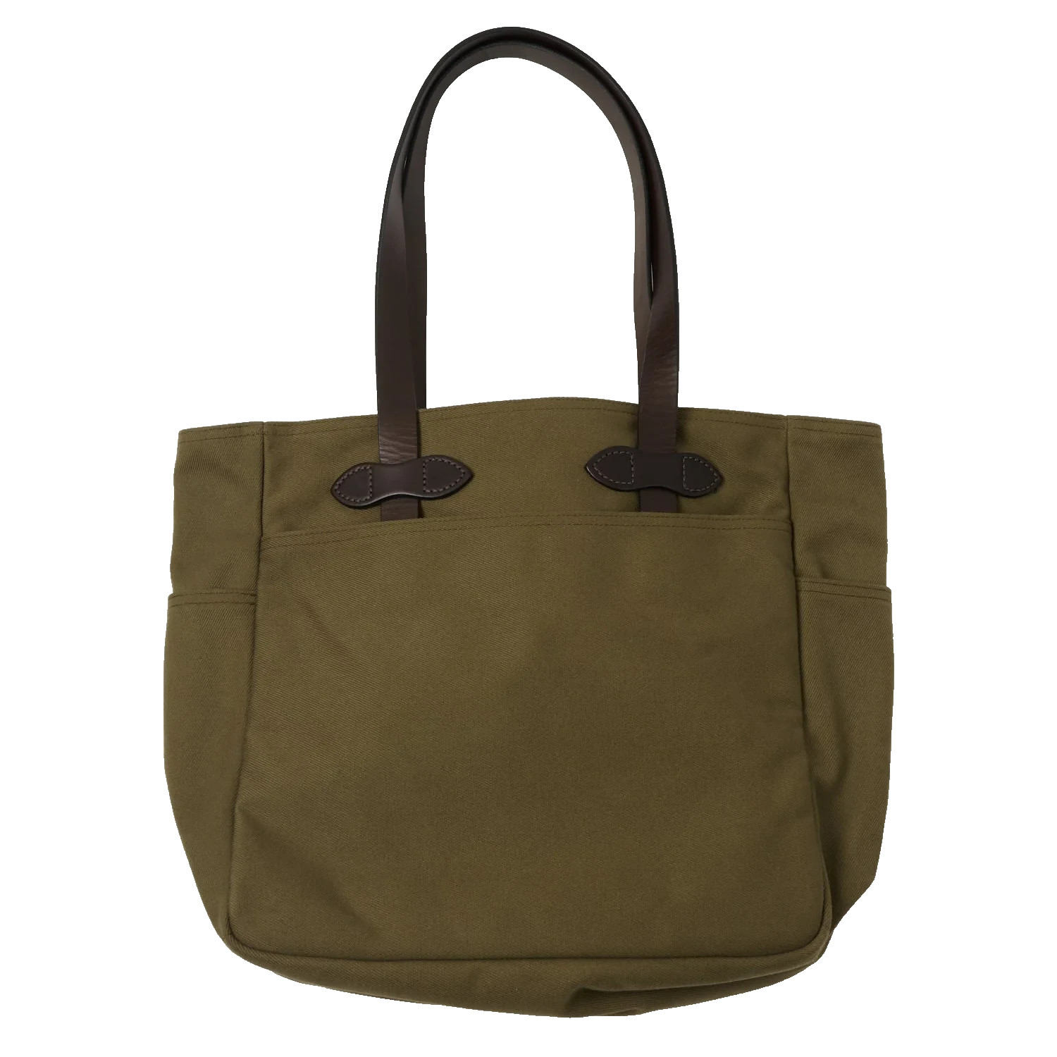 Filson Rugged Twill Tote Bag Open Top Sepia Brown USA Made Bridle Leather New