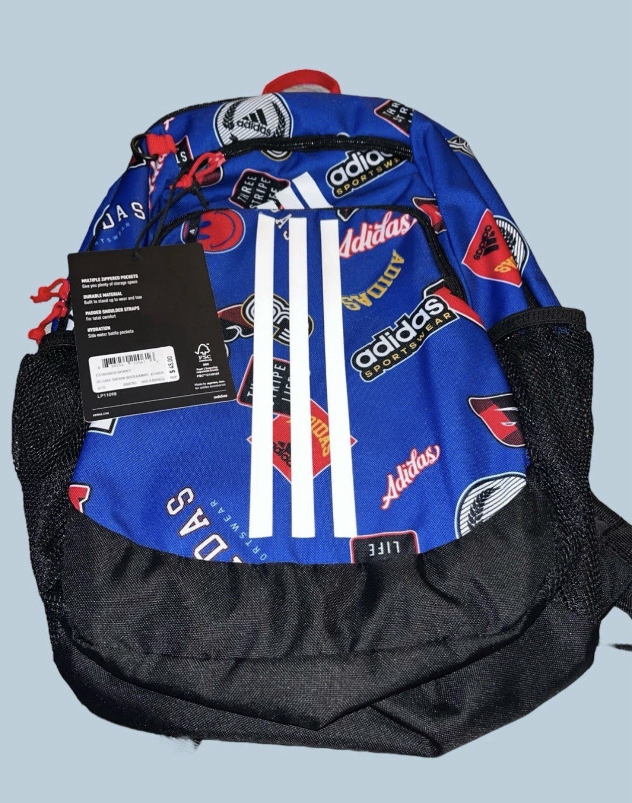 Adidas BTS Originator Backpack Rec League Team Royal Blue Black White NWT