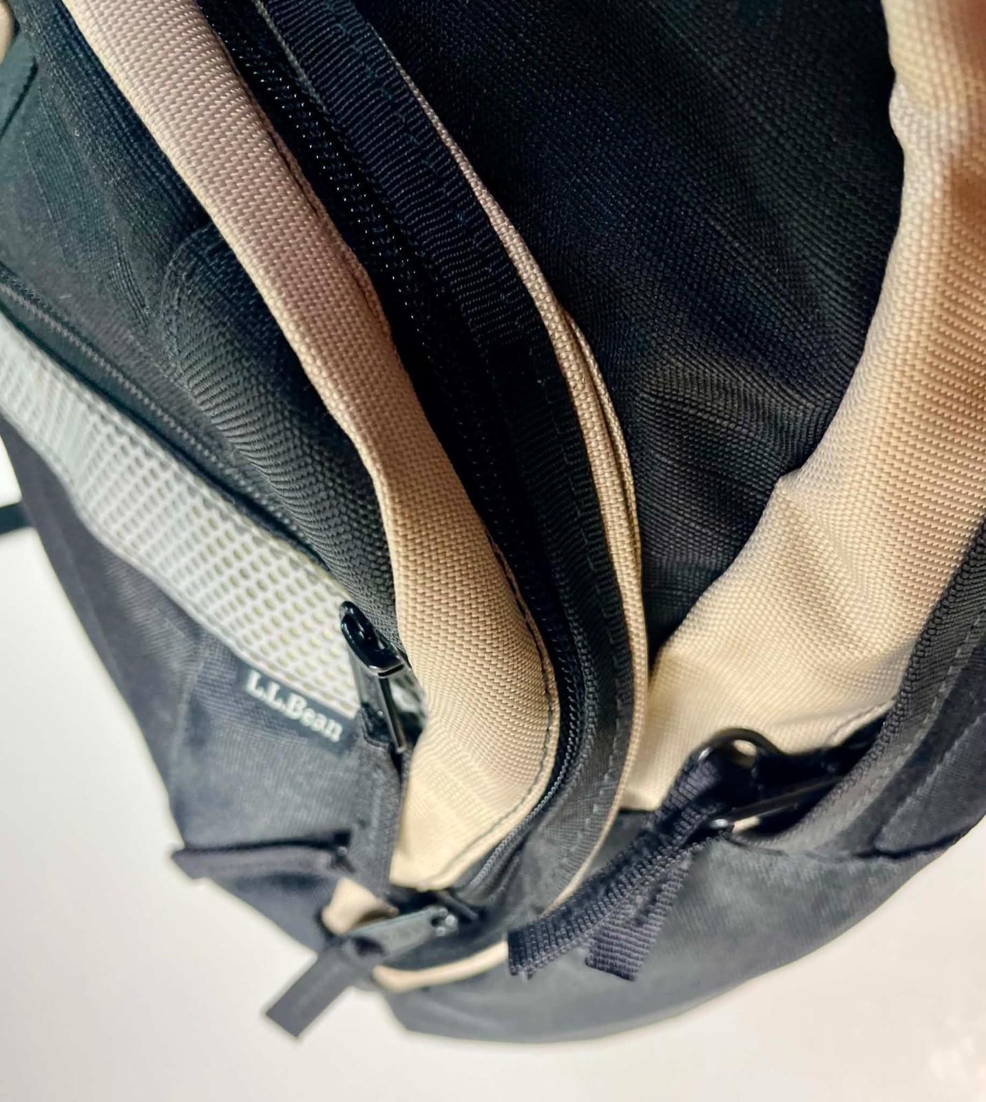 Vtg L.L. Bean Grid Ripstop Sling Backpack Black Grey Tan Reflective Y2K Techwear