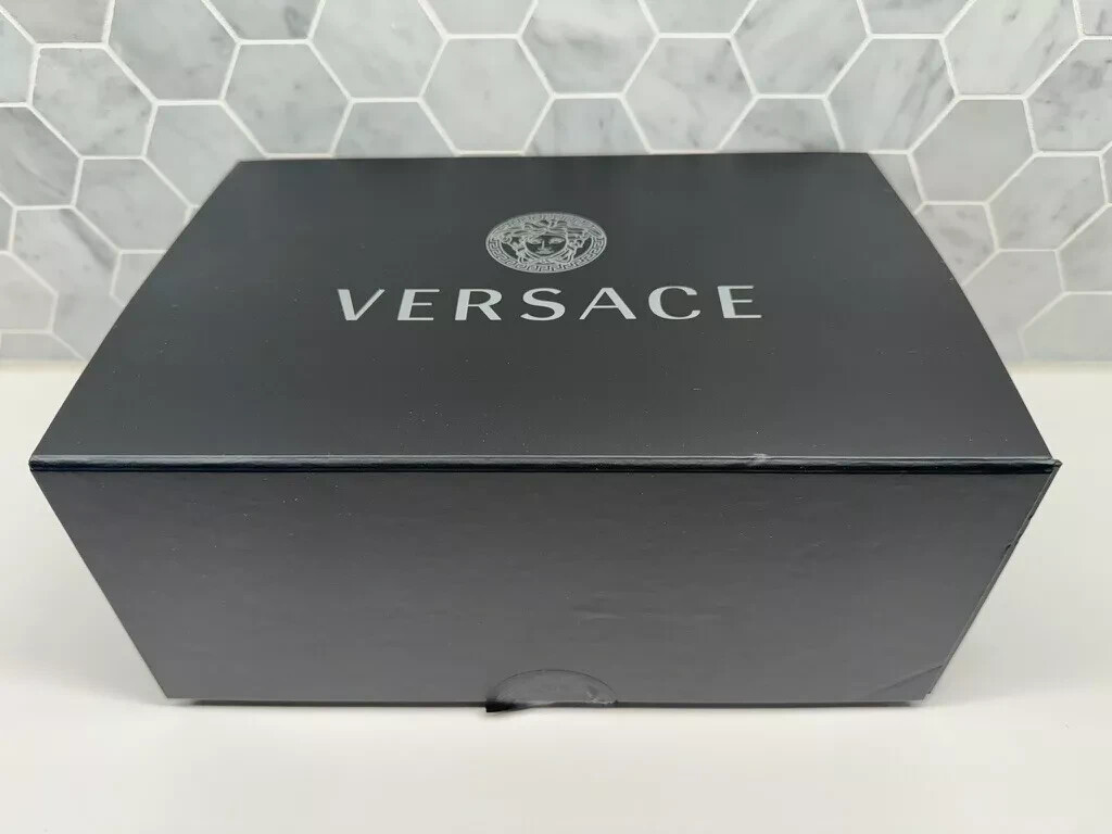 Versace LA GRECA SIGNATURE MESSENGER Leather Logo Monogram Embossed Bag 1007683