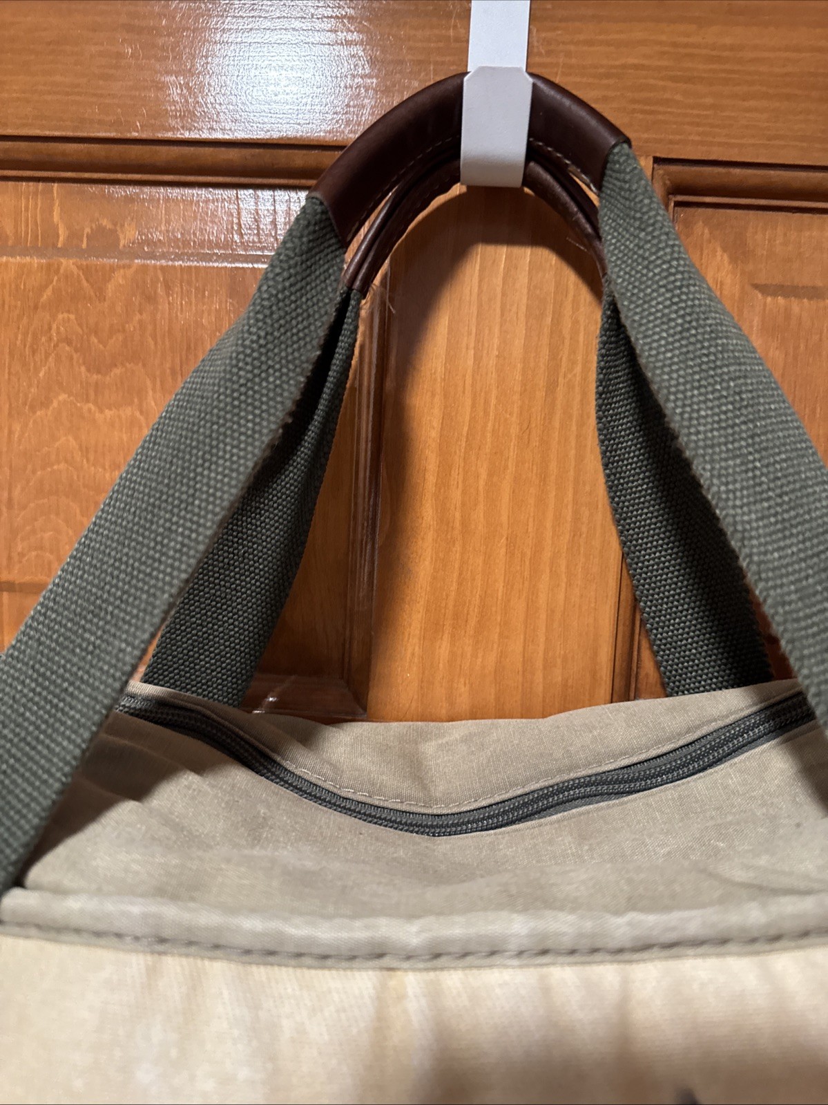 LL Bean Insulated Waxed Canvas Cooler Tote Beach Camp Bag Khaki Green
