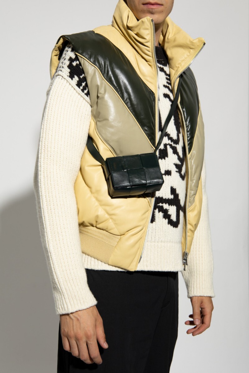 (NO CUSTOMS TAX) BOTTEGA VENETA Candy Cassette mini green crossbody leather bag