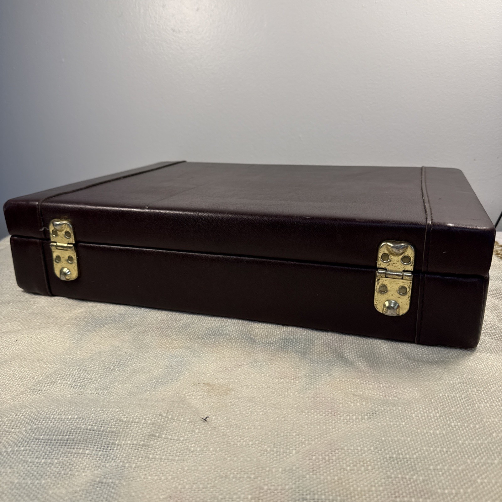 Leather Hardcase Presto Briefcase Vintage Combo Lock 16.5×12” Attache Case